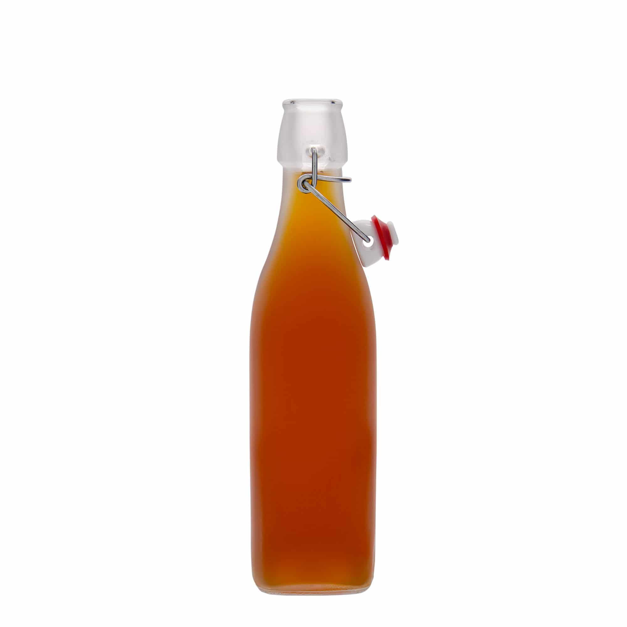 500 ml glasflaske 'Swing, firkantet, hvid, åbning: patentlukning