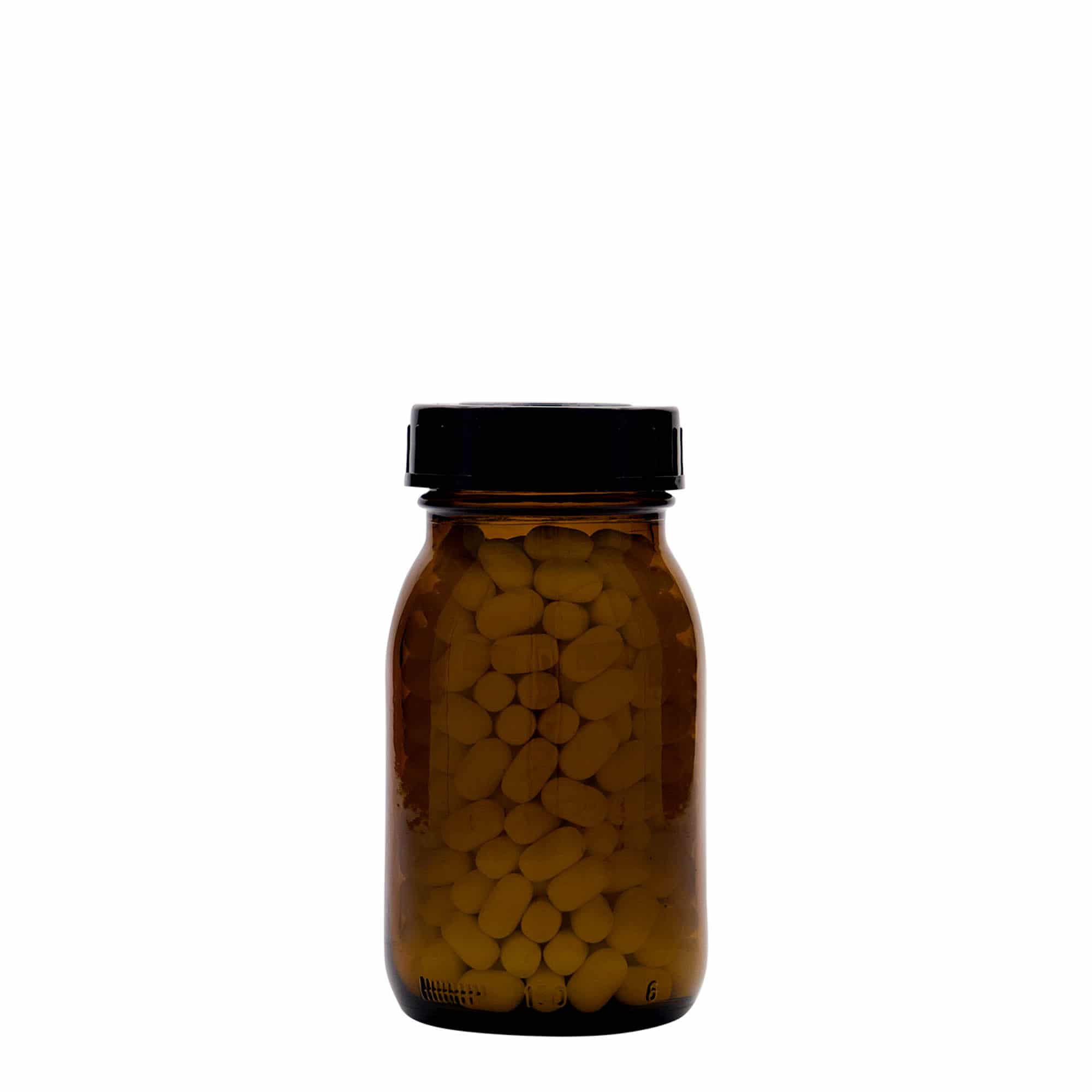 150 ml bredhalsglas, brunt, åbning: DIN 45