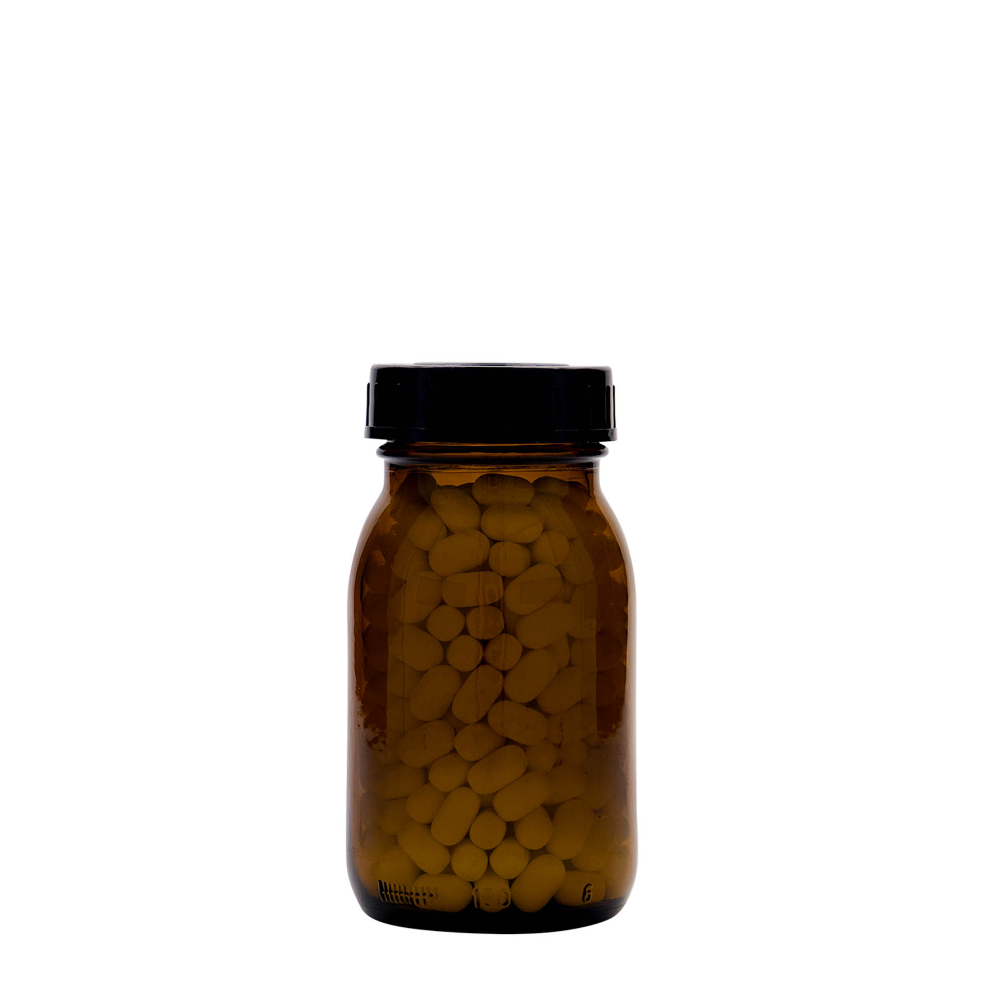 150 ml bredhalsglas, brunt, åbning: DIN 45