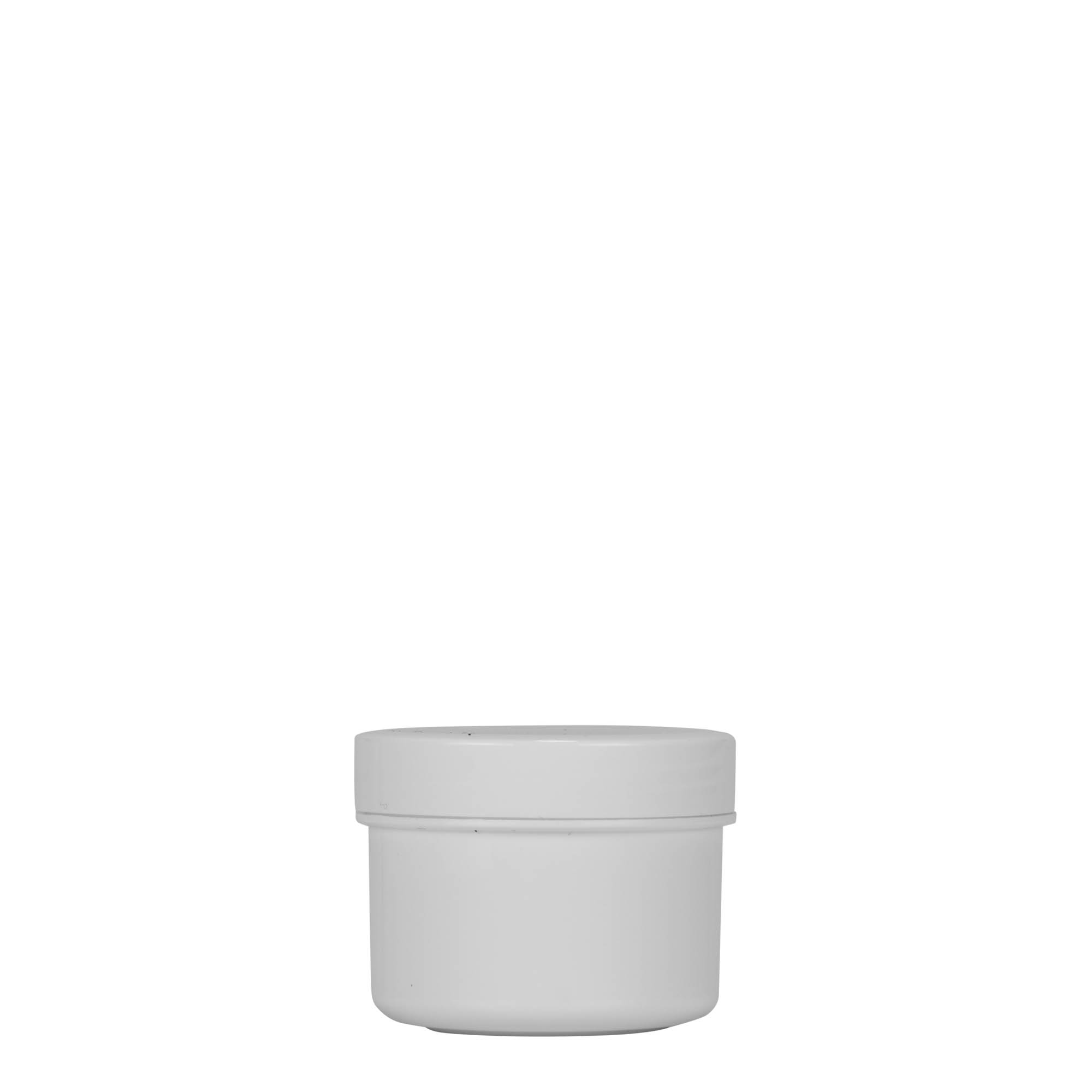 35 ml plastbeholder 'White Line', PP, hvid, åbning: skruelåg