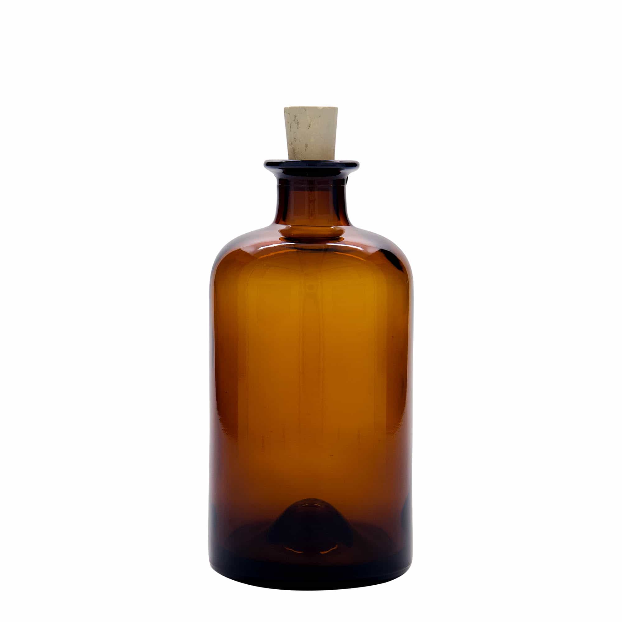 500 ml glasflaske apoteker, brun, åbning: Kork