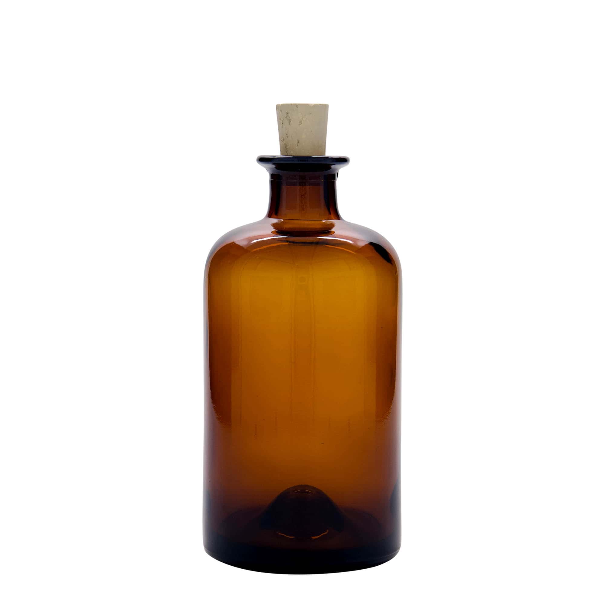 500 ml glasflaske apoteker, brun, åbning: kork