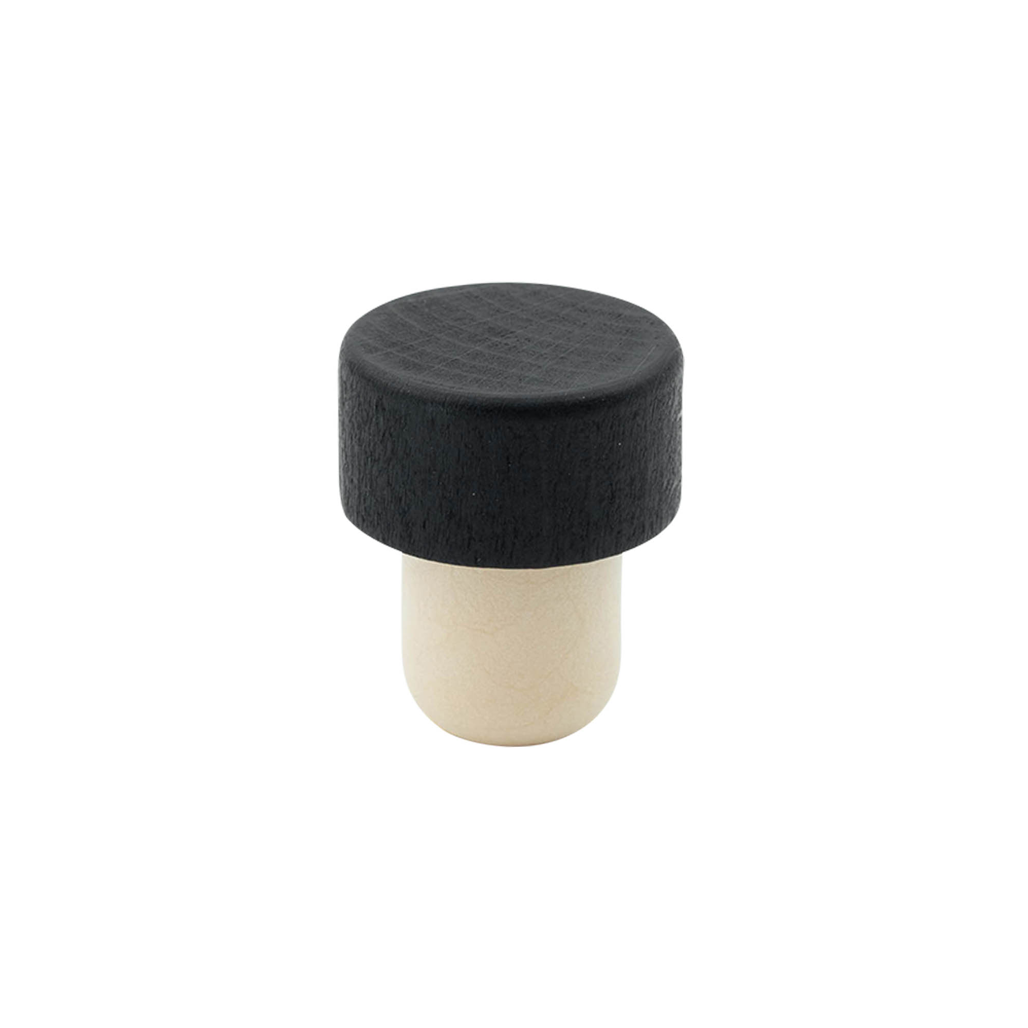 Grebskork 19 mm, træ/plast, sort, til munding: kork