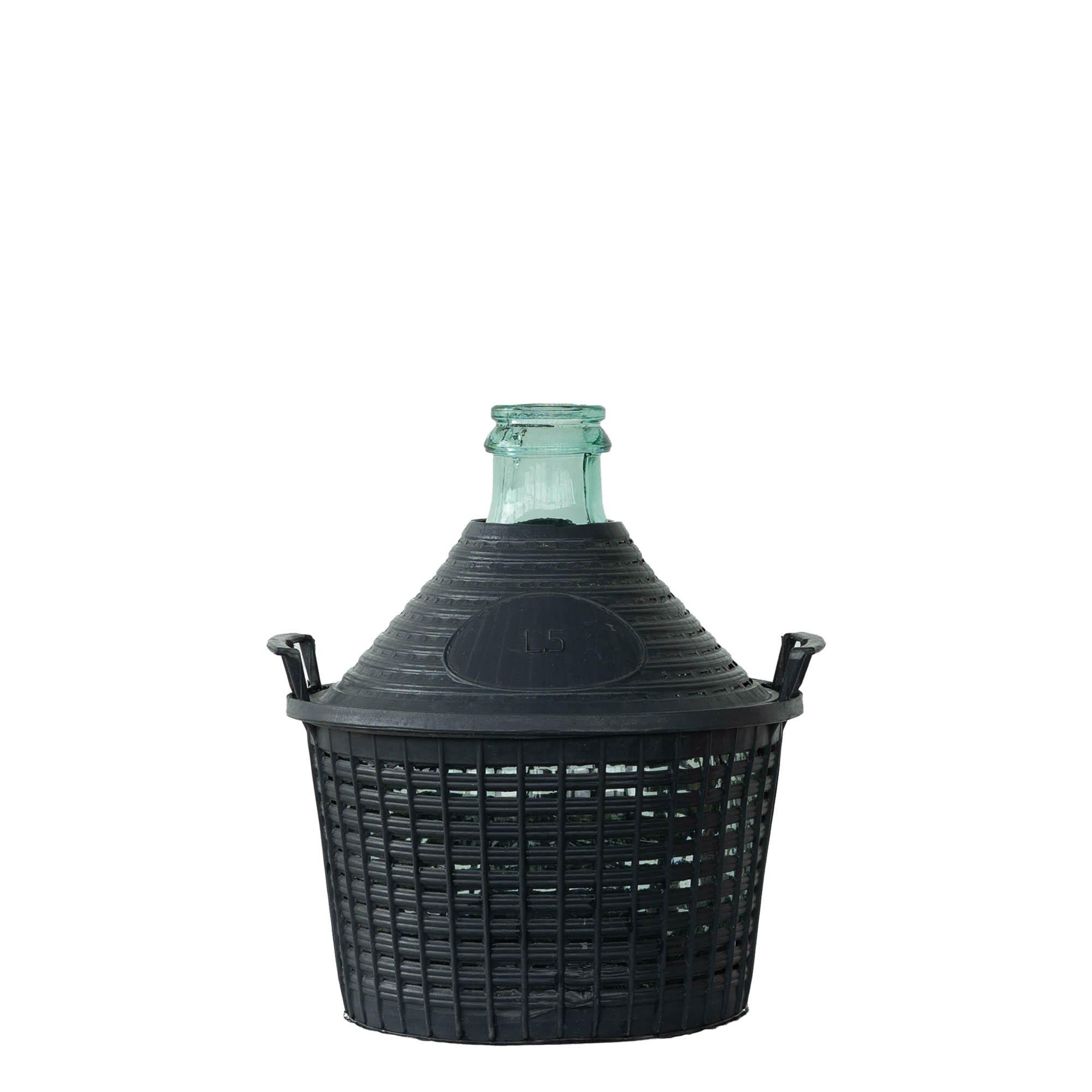 5 l ballonflaske med smal hals, glas, åbning: påsætning af låg