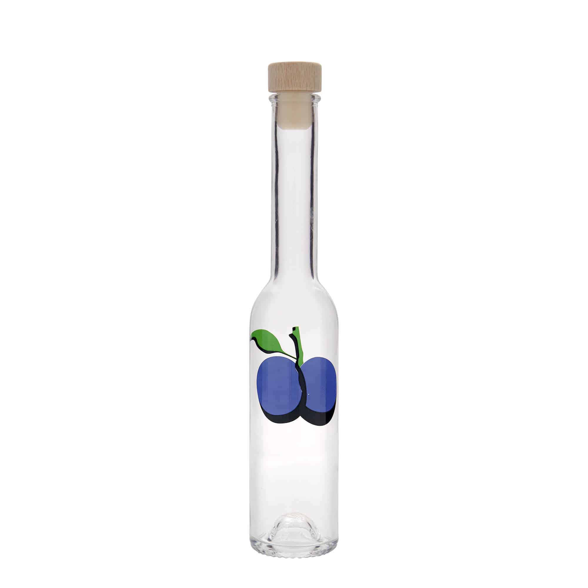 200 ml glasflaske 'Opera', motiv: Blomme, åbning: Kork