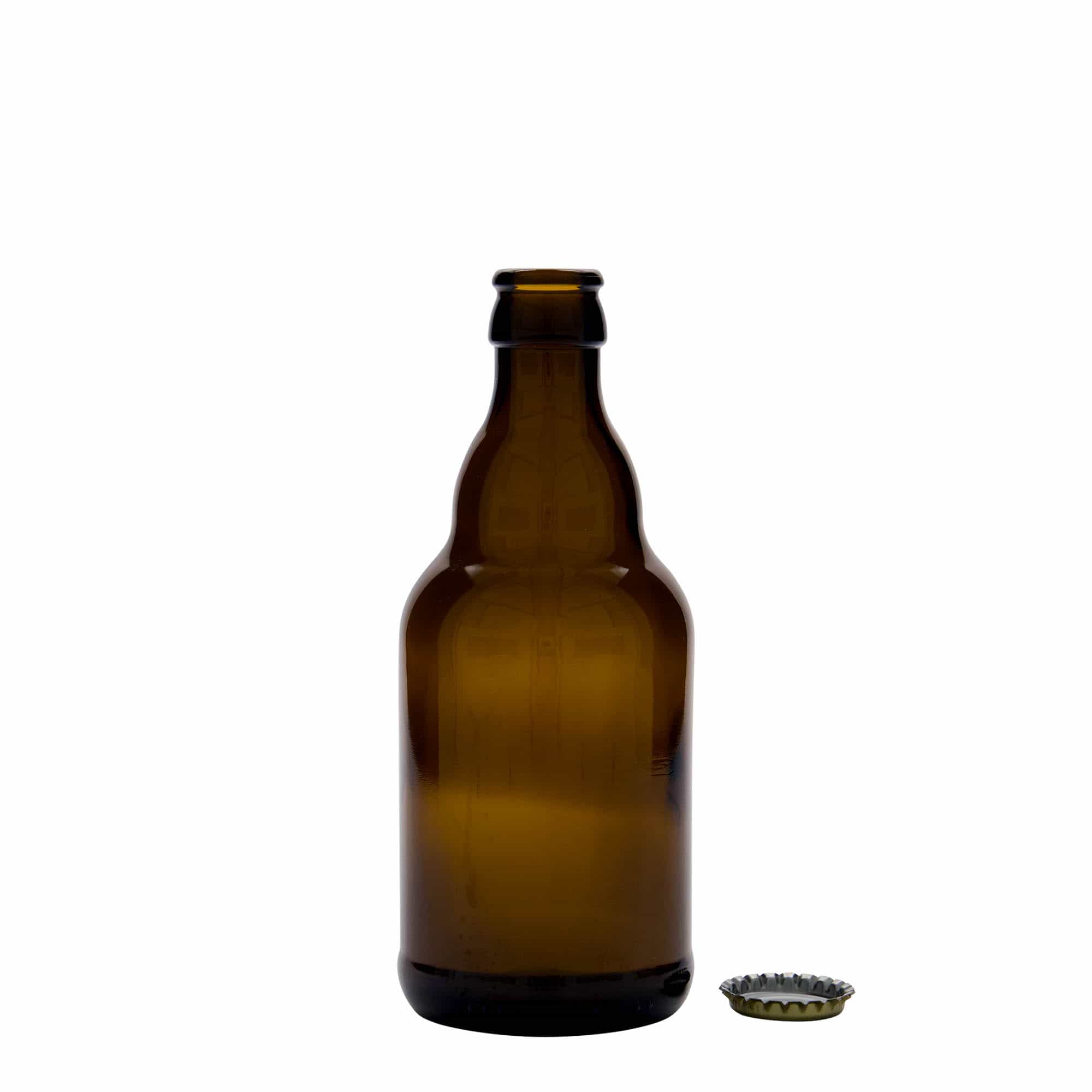 330 ml ølflaske 'Steinie', glas, brun, åbning: kronkapsel
