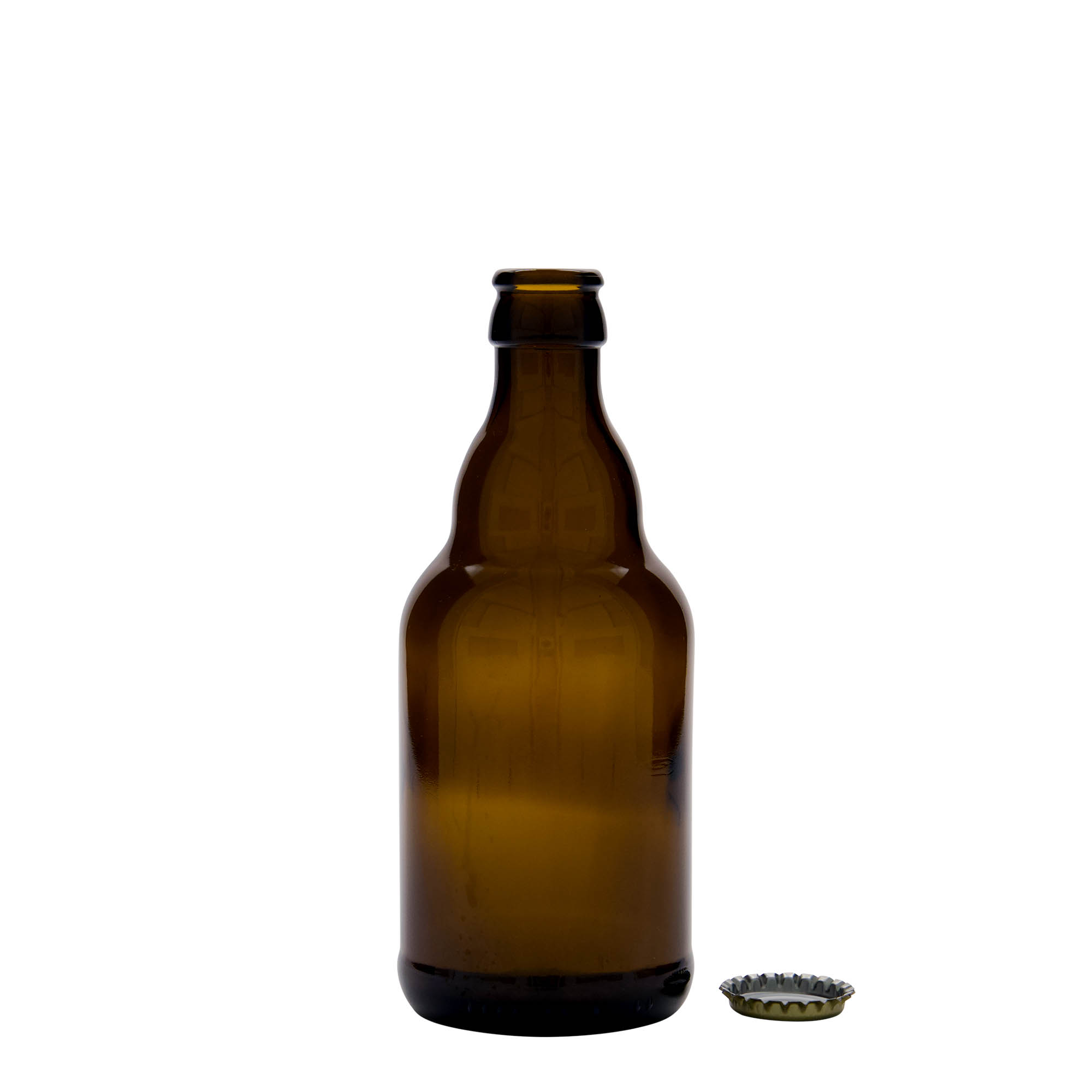 330 ml ølflaske »Steinie«, glas, brun, åbning: kronkapsel