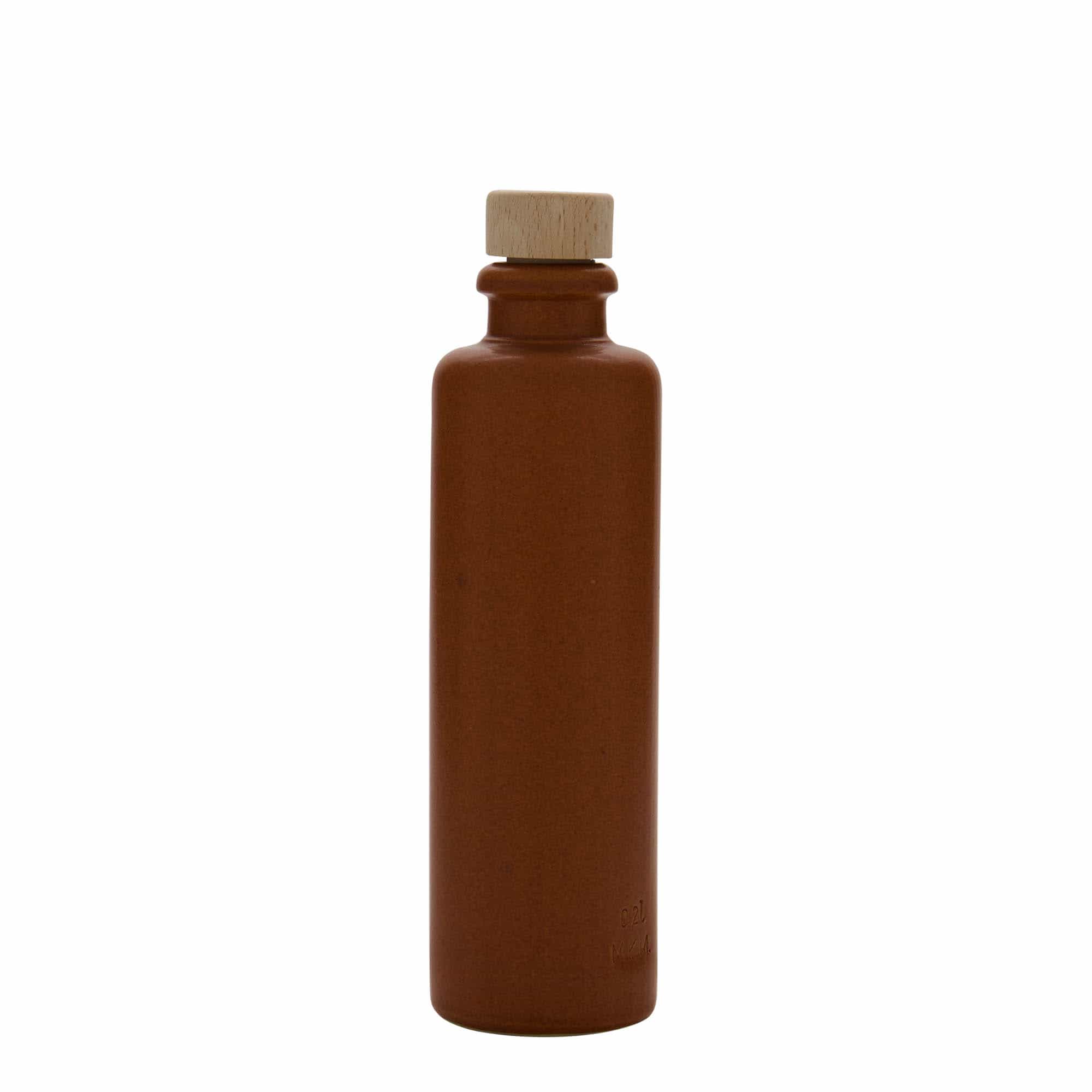 200 ml lerkrus, stentøj, rød-brun, åbning: Kork