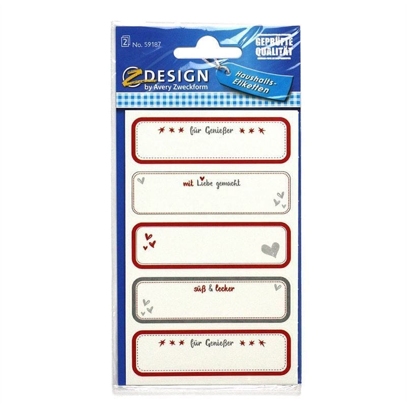 Zweckform etiketter 'Hjemmelavet', rektangulære, papir, flerfarvede