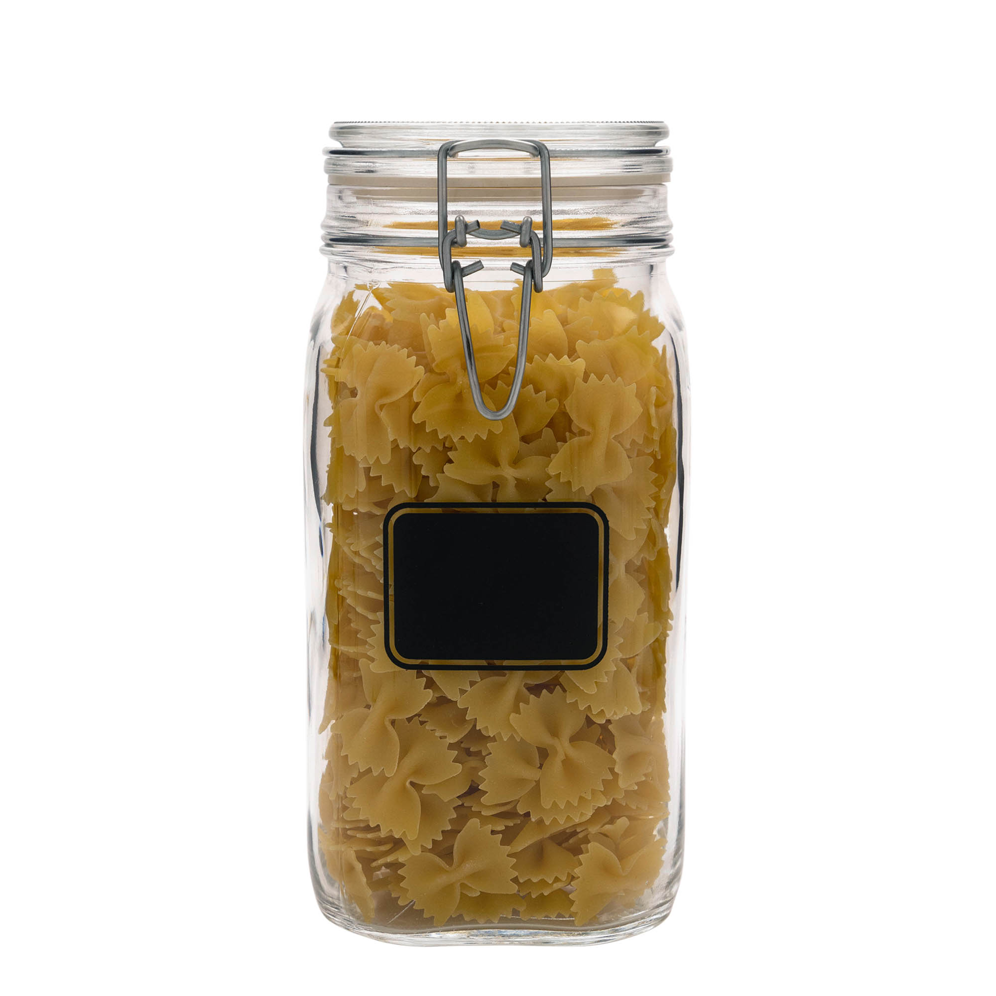 1.500 ml patentlukket glas 'Fido', motiv: etikettefelt, kvadratisk, åbning: patentlukning 1.500 ml patentlukket glas 'Fido', motiv: etikettefelt, kvadratisk, åbning: patentlukning