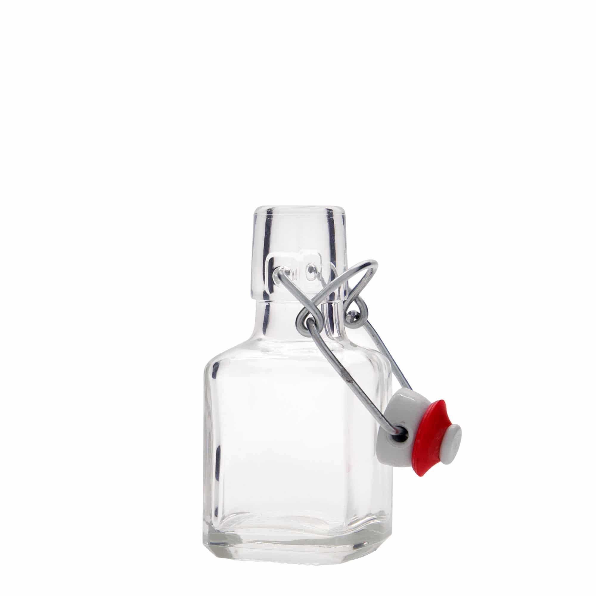 100 ml glasflaske 'Kubica', firkantet, åbning: patentprop