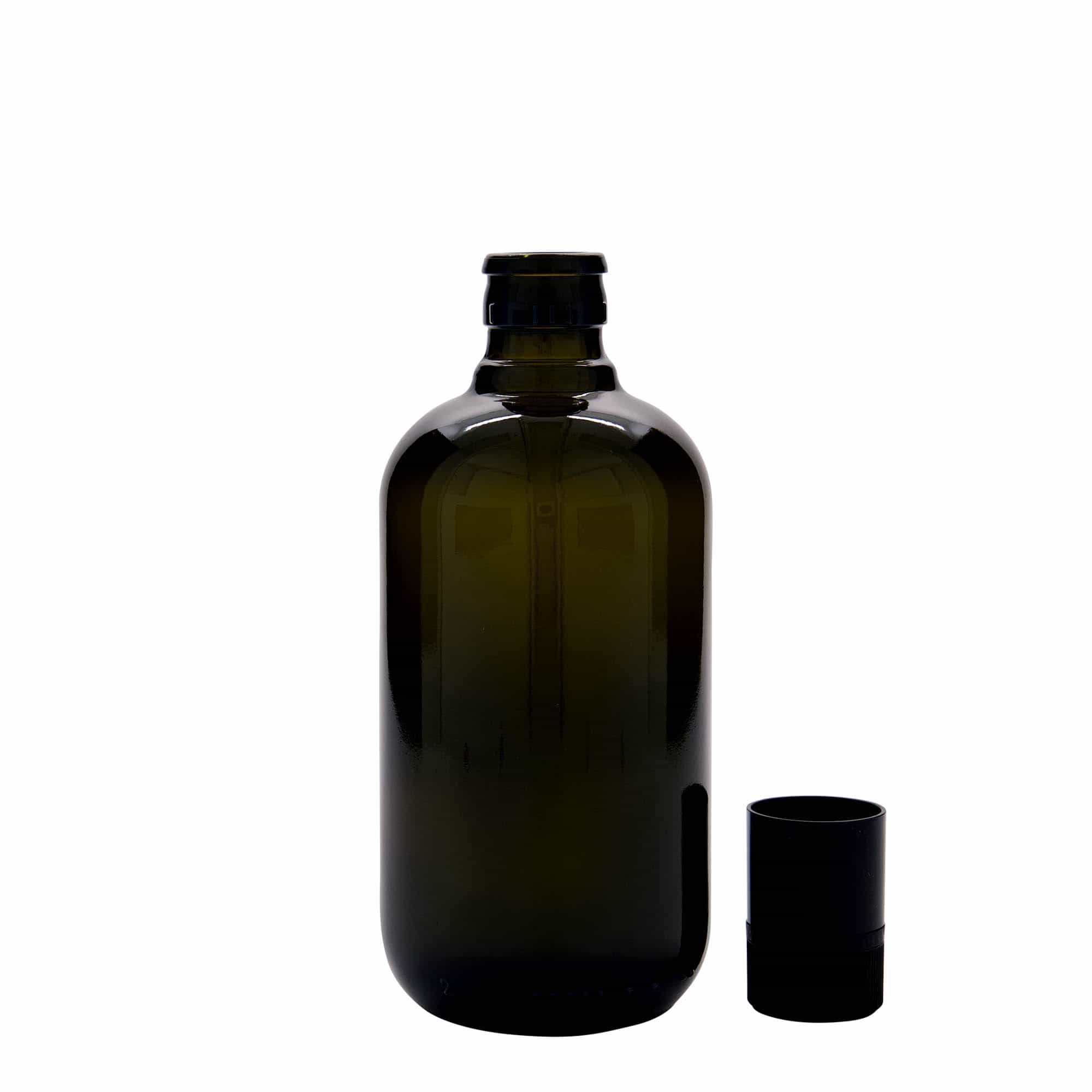 500 ml eddike-/olieflaske 'Biolio', glas, antikgrøn, åbning: DOP