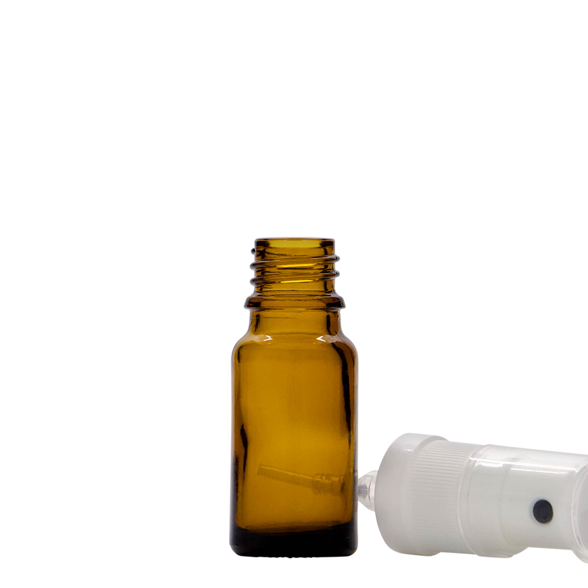 10 ml sprayflaske medicin, glas, brun, munding: DIN 18 10 ml sprayflaske medicin, glas, brun, munding: DIN 18