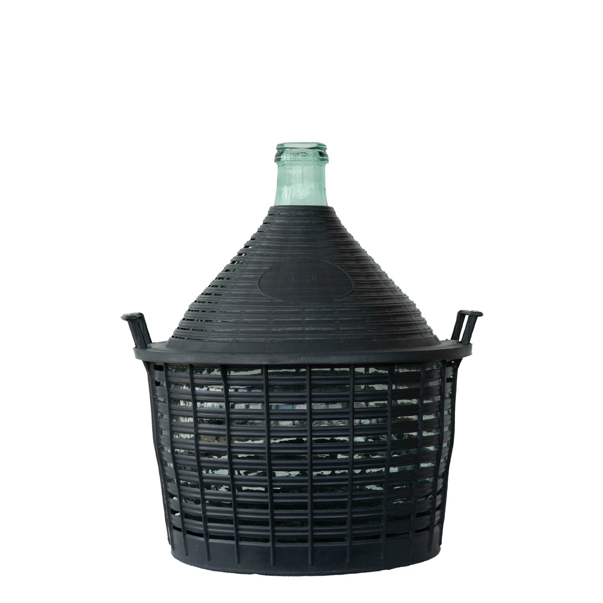 20 l ballonflaske med smal hals, glas, åbning: pålægslåg