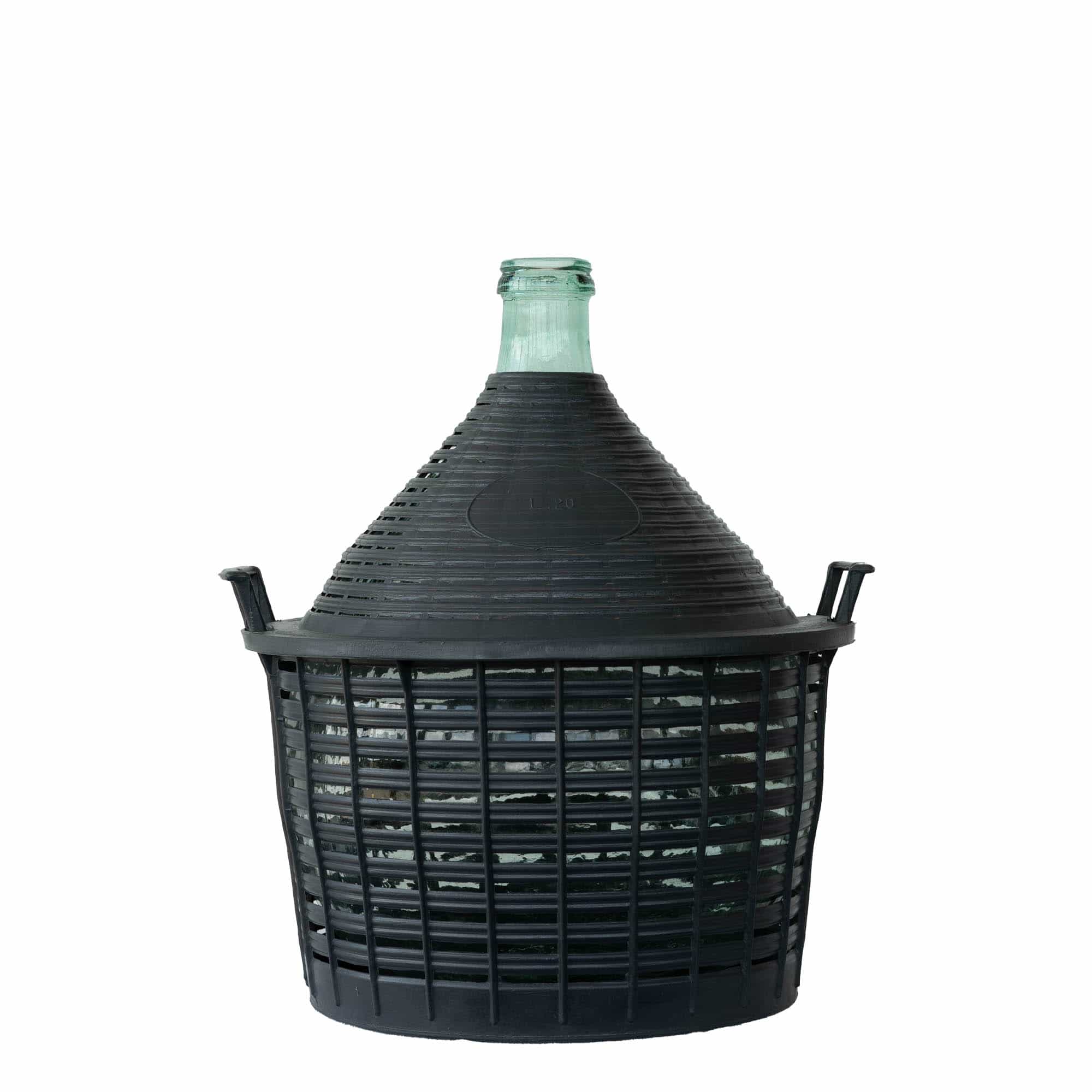 20 l ballonflaske med smal hals, glas, åbning: pålægslåg