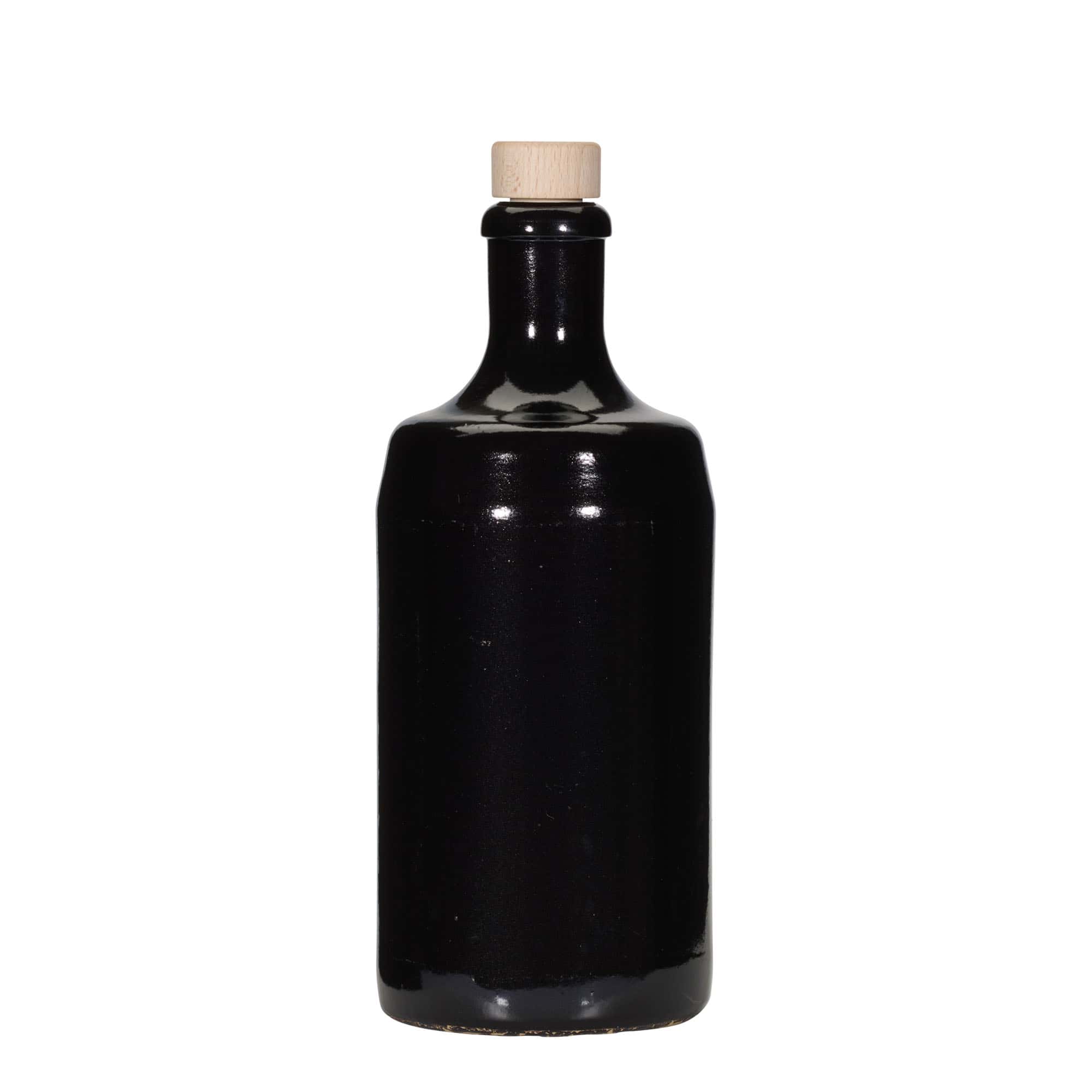 700 ml lerkrus 'Calvados', stentøj, sort, åbning: Kork