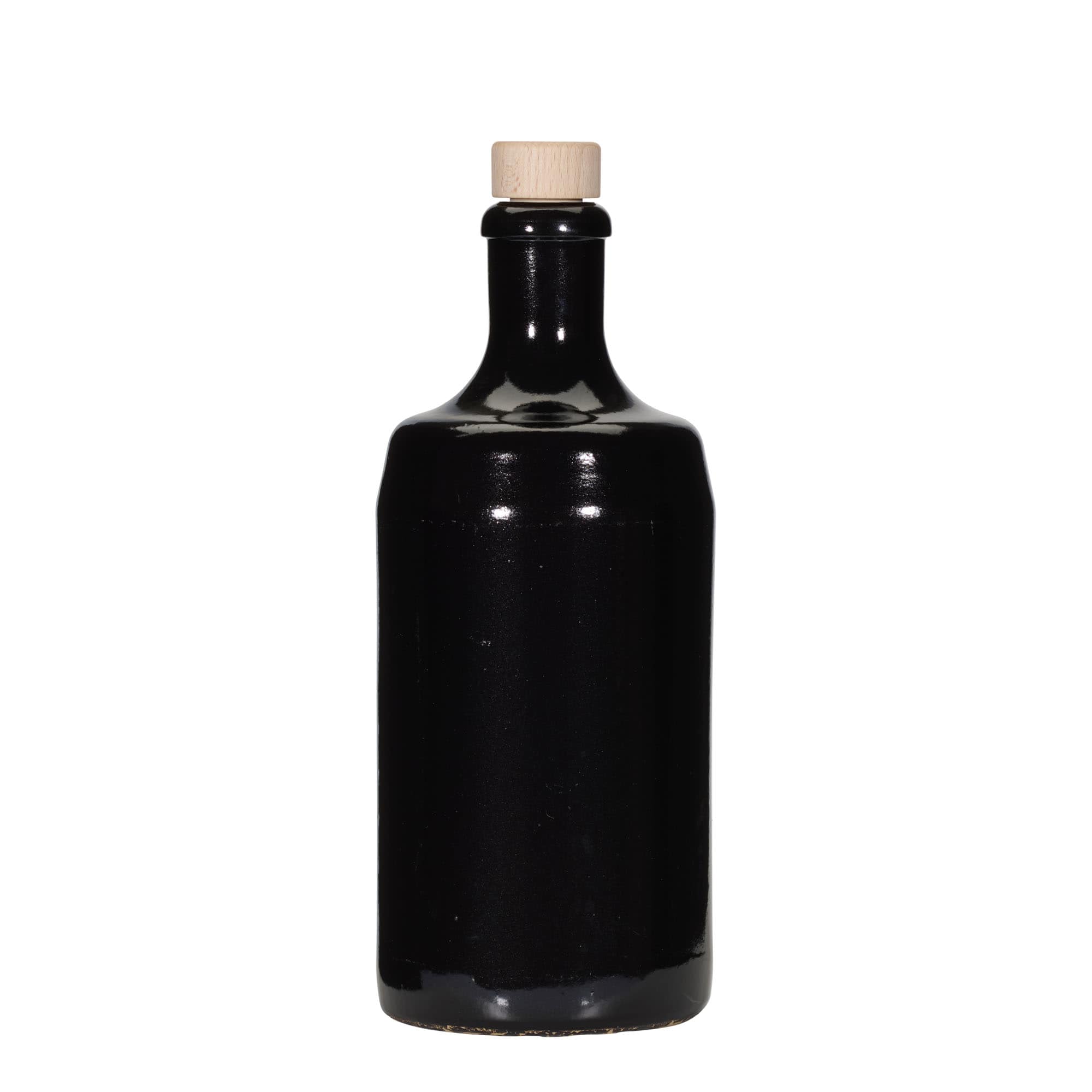 700 ml Tonkrukke »Calvados, stentøj, sort, munding: kork