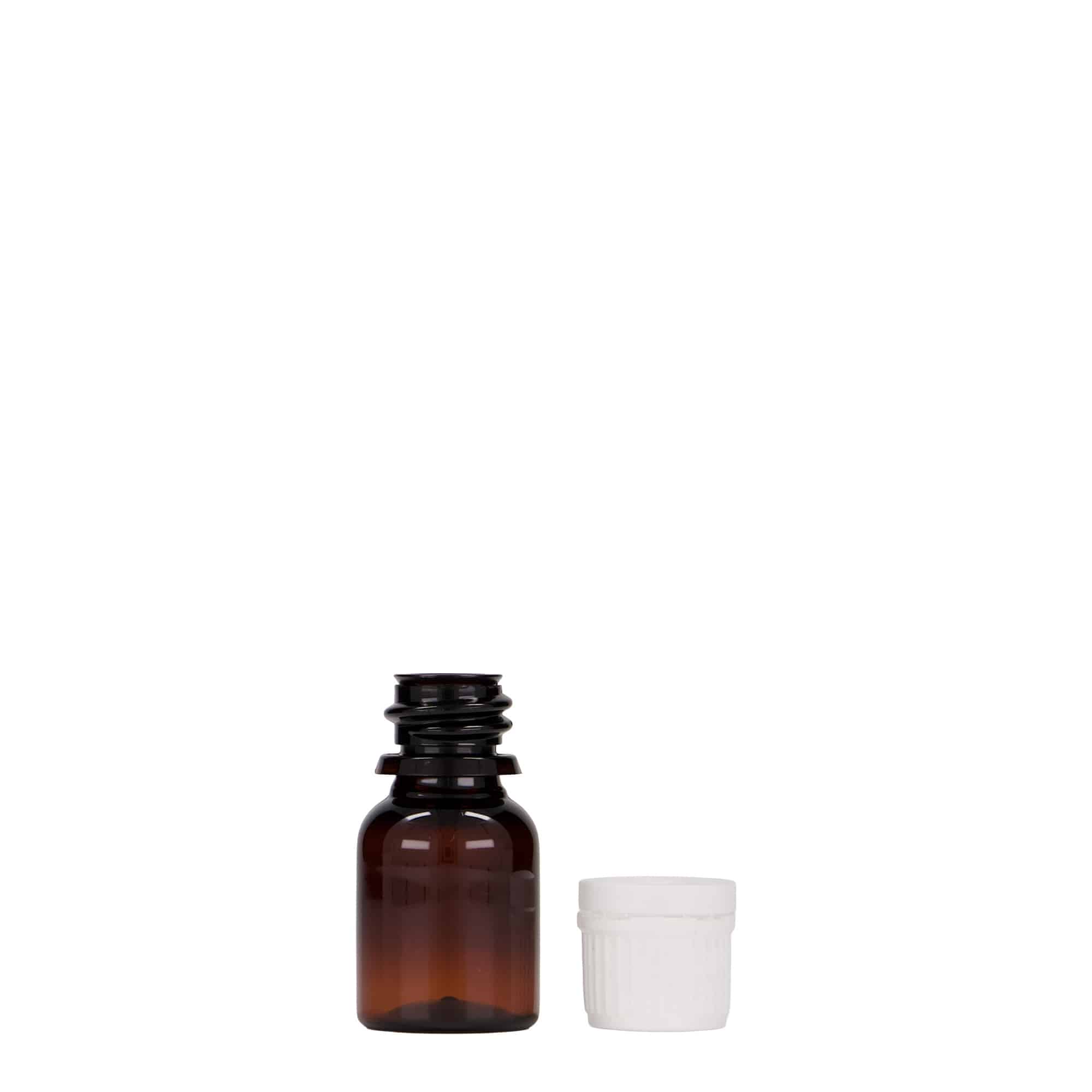 10 ml PET-medicinflaske 'Easy Living', brun, plastik, åbning: DIN 18