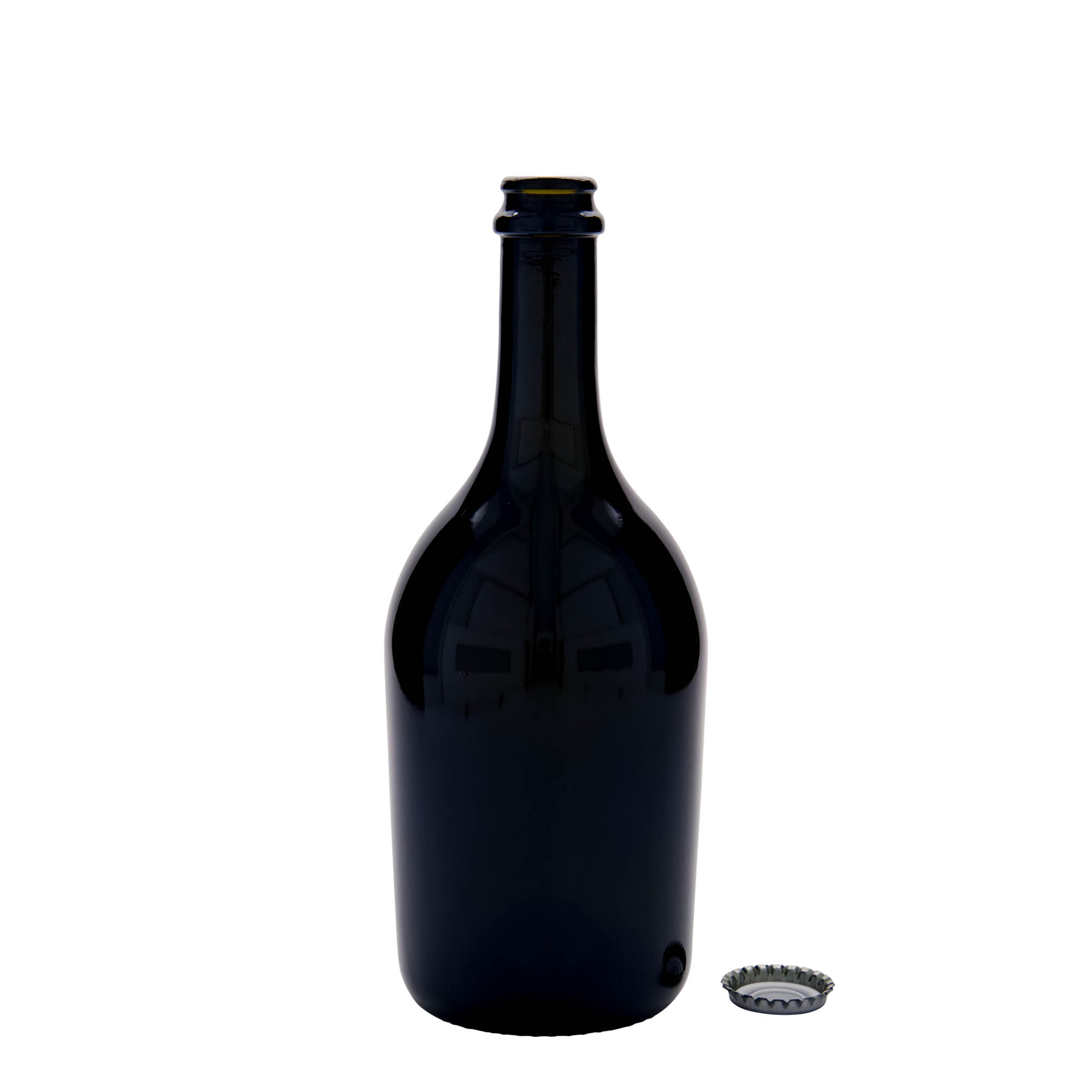 750 ml øl-/champagneflaske 'Butterfly', glas, antikgrøn, åbning: kronkapsel