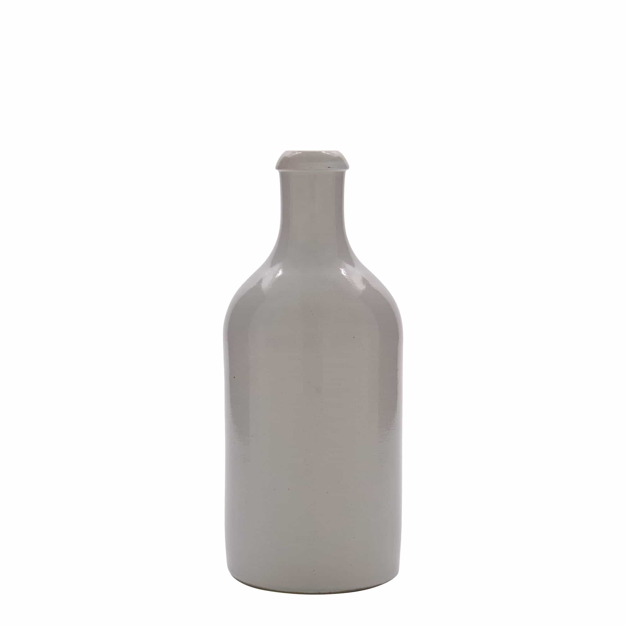 500 ml lerkrus, stentøj, hvid, åbning: Kork