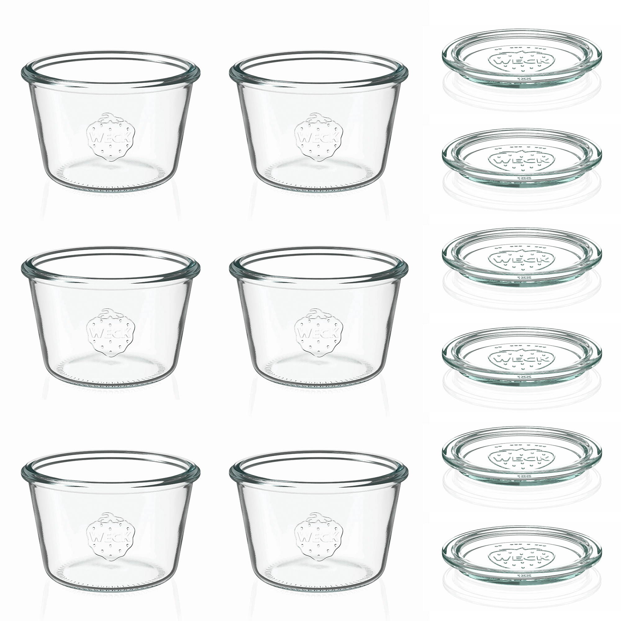 6x 370 ml WECK-sturzgas med glaslåg RR 100