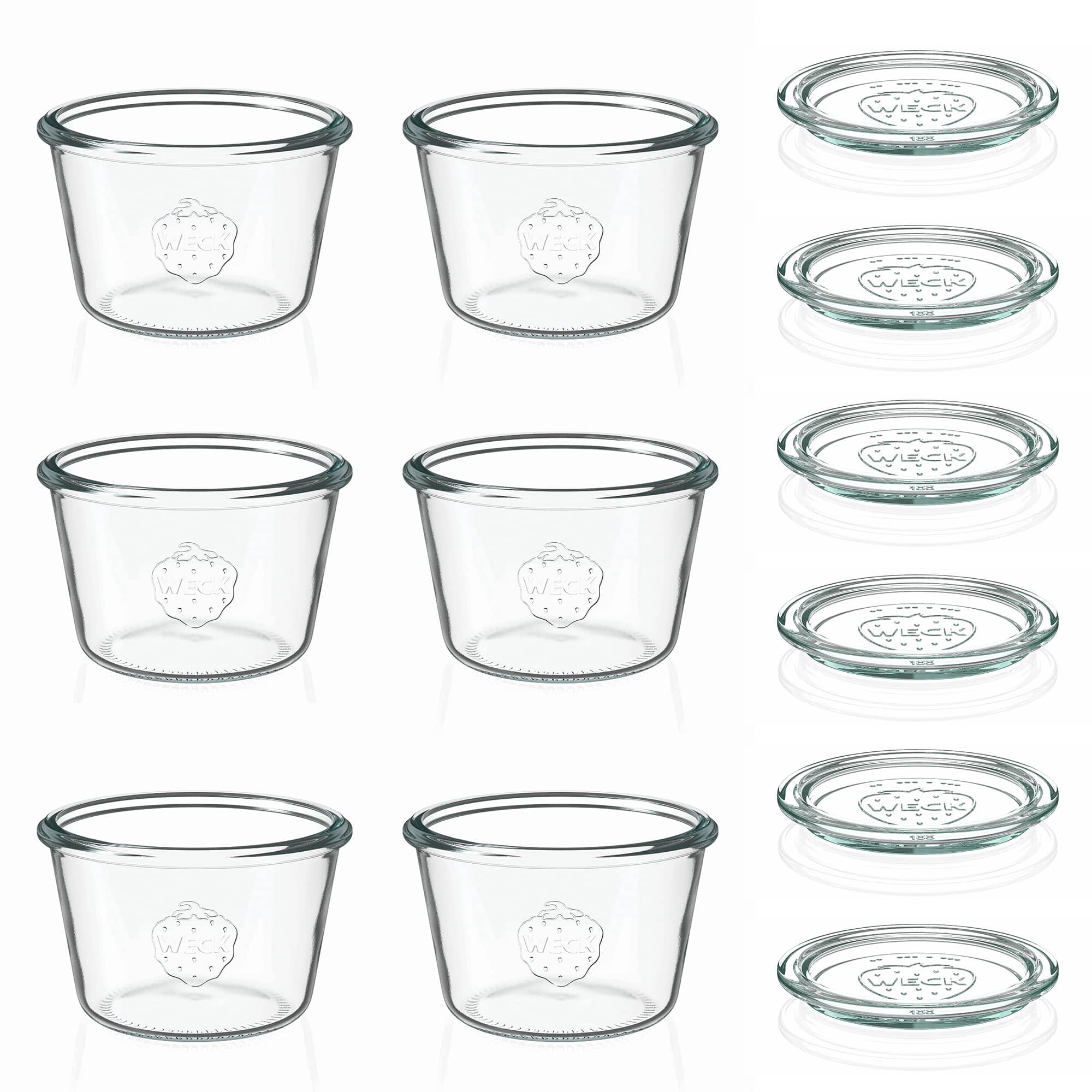 6x 370 ml WECK-sturzgas med glaslåg RR 100