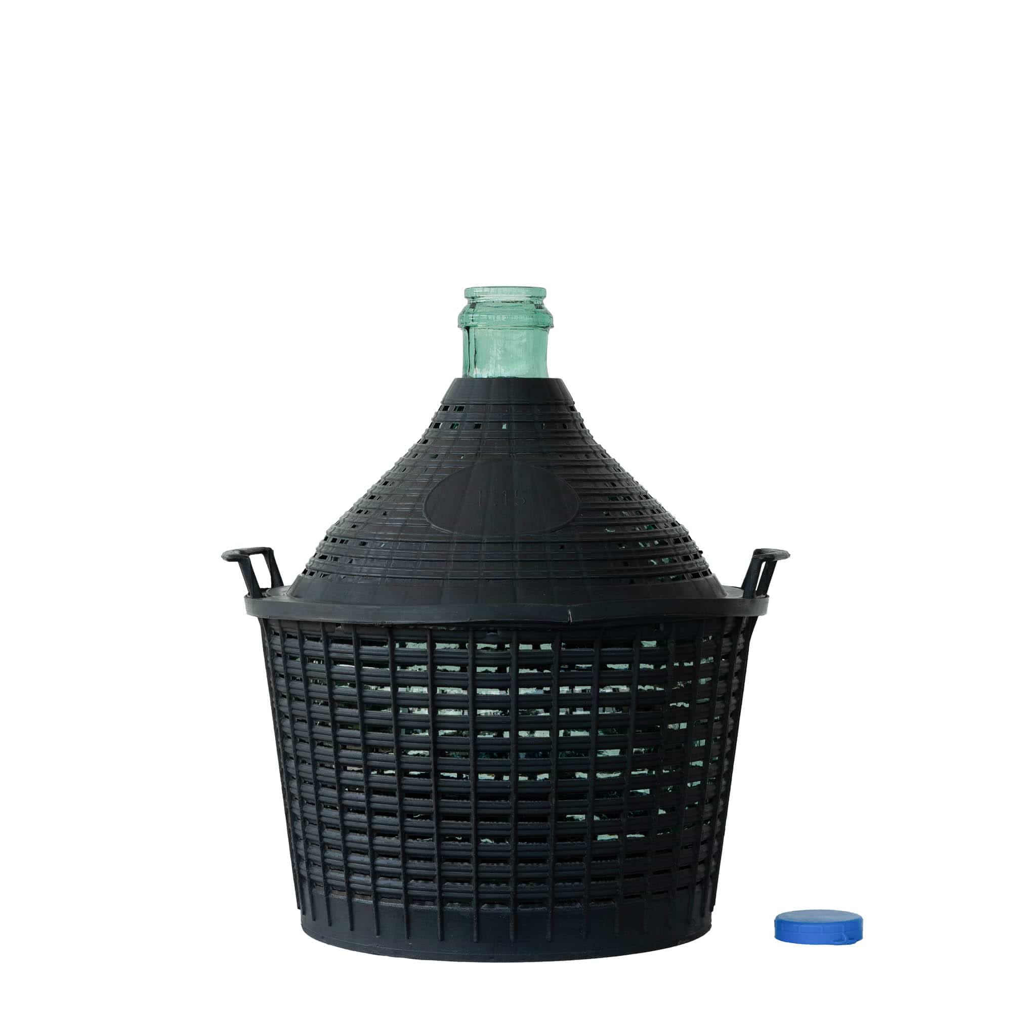 15 l ballonflaske med smal hals, glas, åbning: påsætning af låg