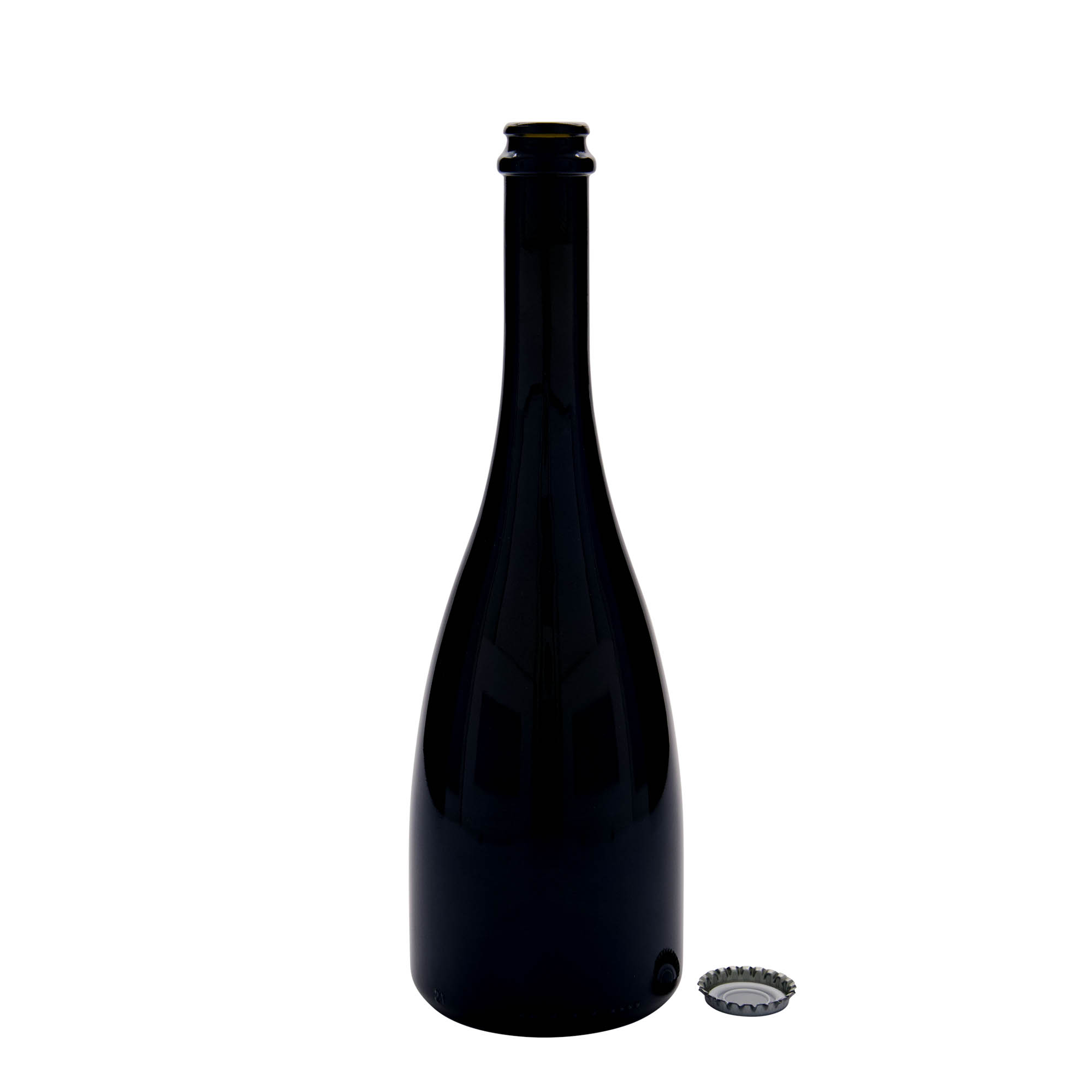 750 ml øl-/champagneflaske 'Tosca', glas, antikgrøn, munding: kapsel