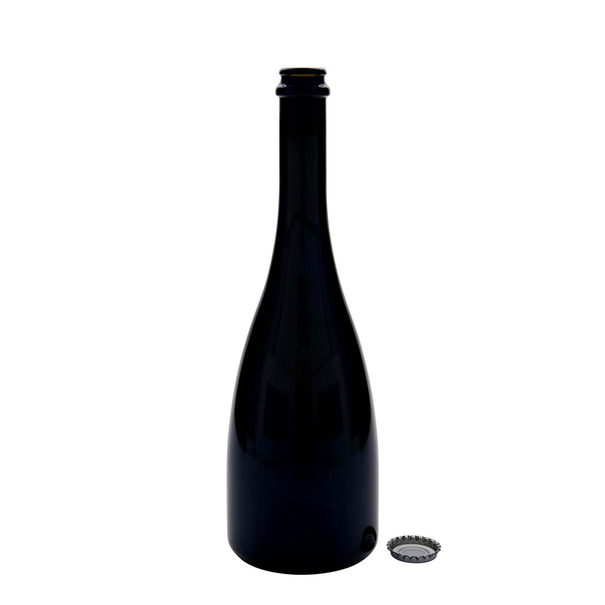 750 ml øl-/champagneflaske 'Tosca', glas, antikgrøn, munding: kapsel