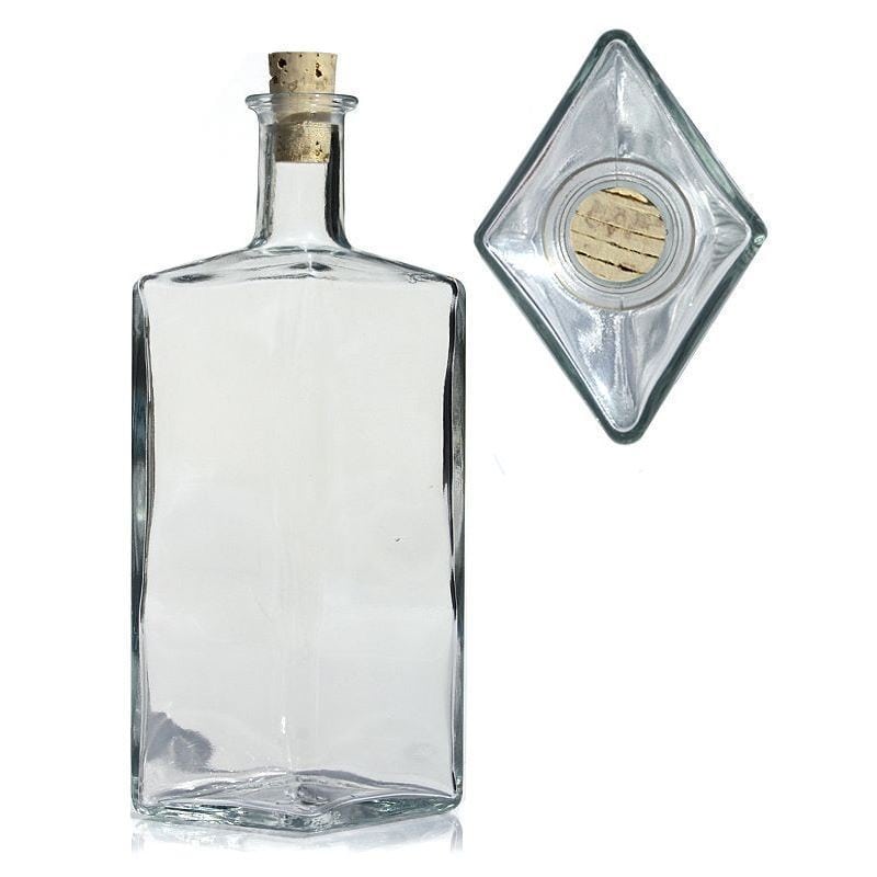 500 ml glasflaske 'Riva', diamantformet, åbning: kork 500 ml glasflaske 'Riva', diamantformet, åbning: kork