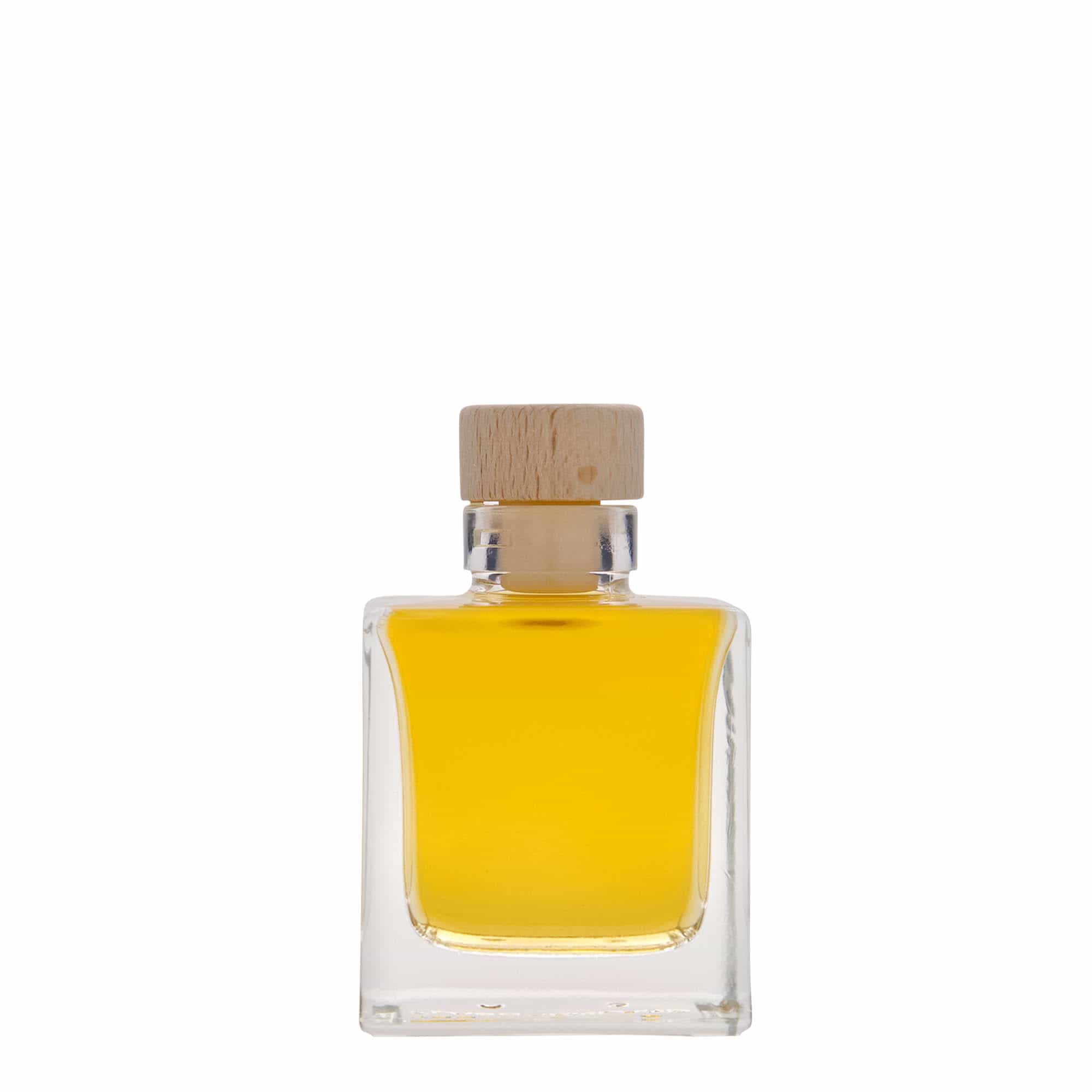 100 ml glasflaske 'Cube', firkantet, åbning: kork