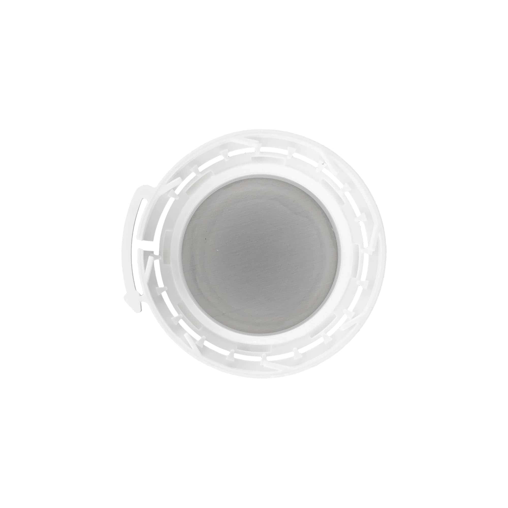Skruelåg aluminiumsflaske, PP-plast, hvid, til åbning: DIN 32 Skruelåg aluminiumsflaske, PP-plast, hvid, til åbning: DIN 32