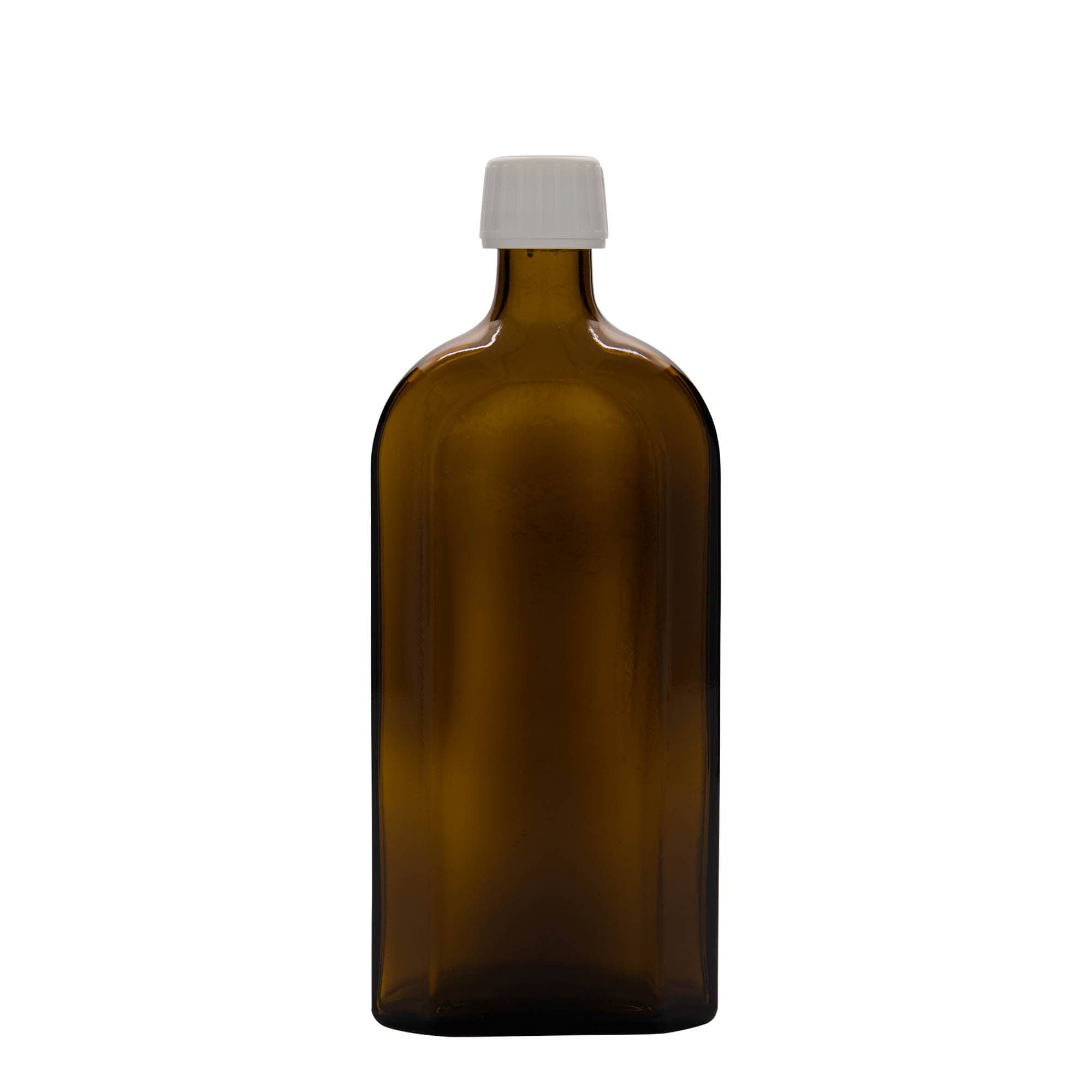 500 ml medicinflaske Meplat, oval, glas, brun, åbning: PP 28