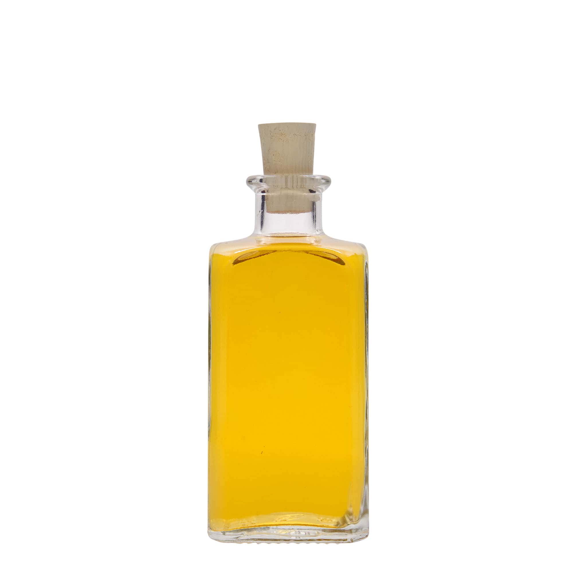 250 ml glasflaske Apotheker Carré, firkantet, åbning: kork