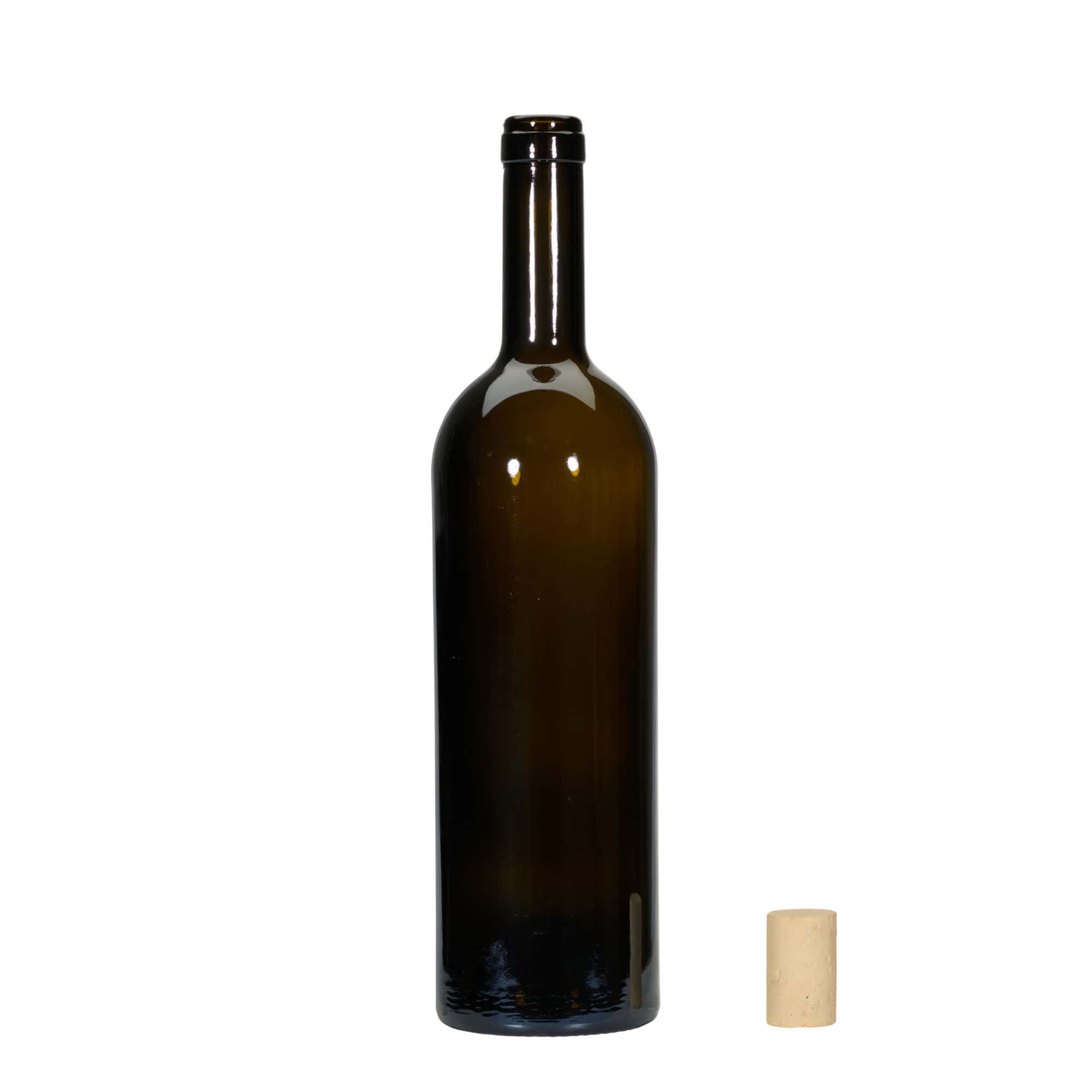 750 ml vinflaske 'Golia', antikgrøn, munding: kork
