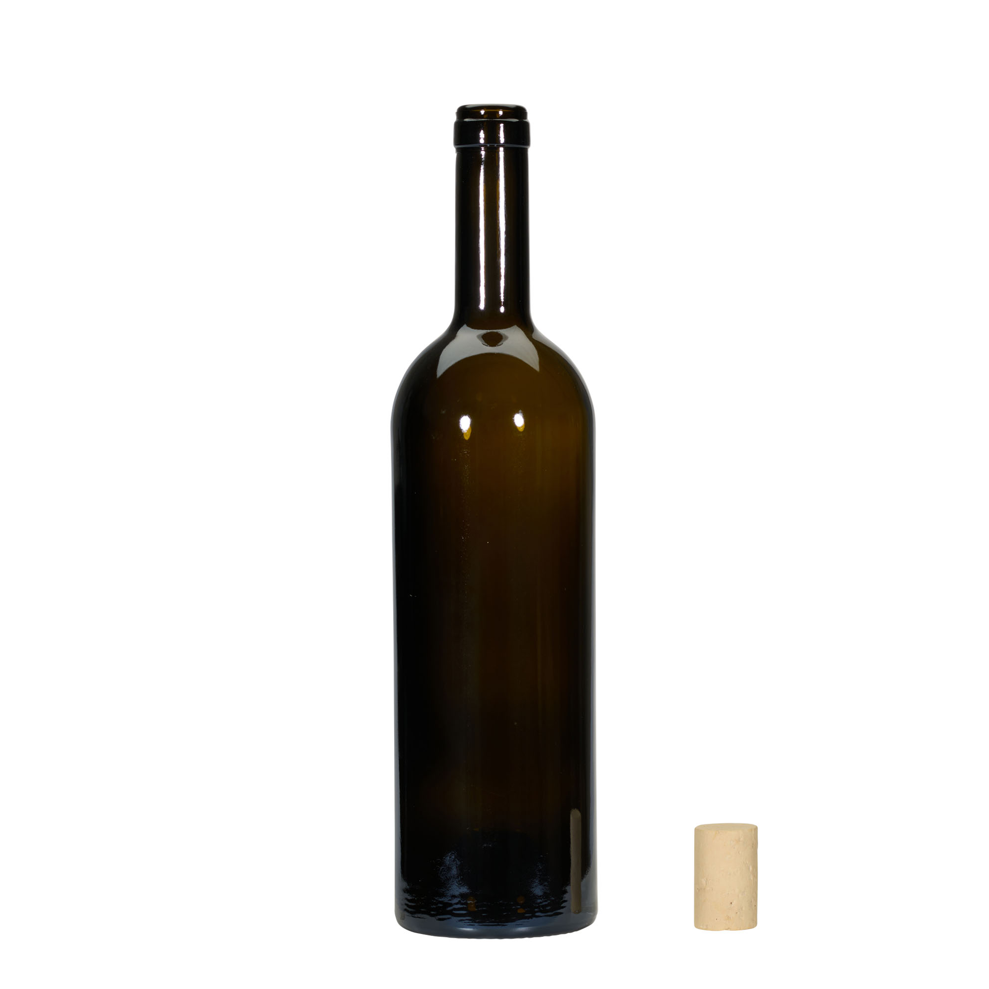 750 ml vinflaske 'Golia', antikgrøn, munding: kork