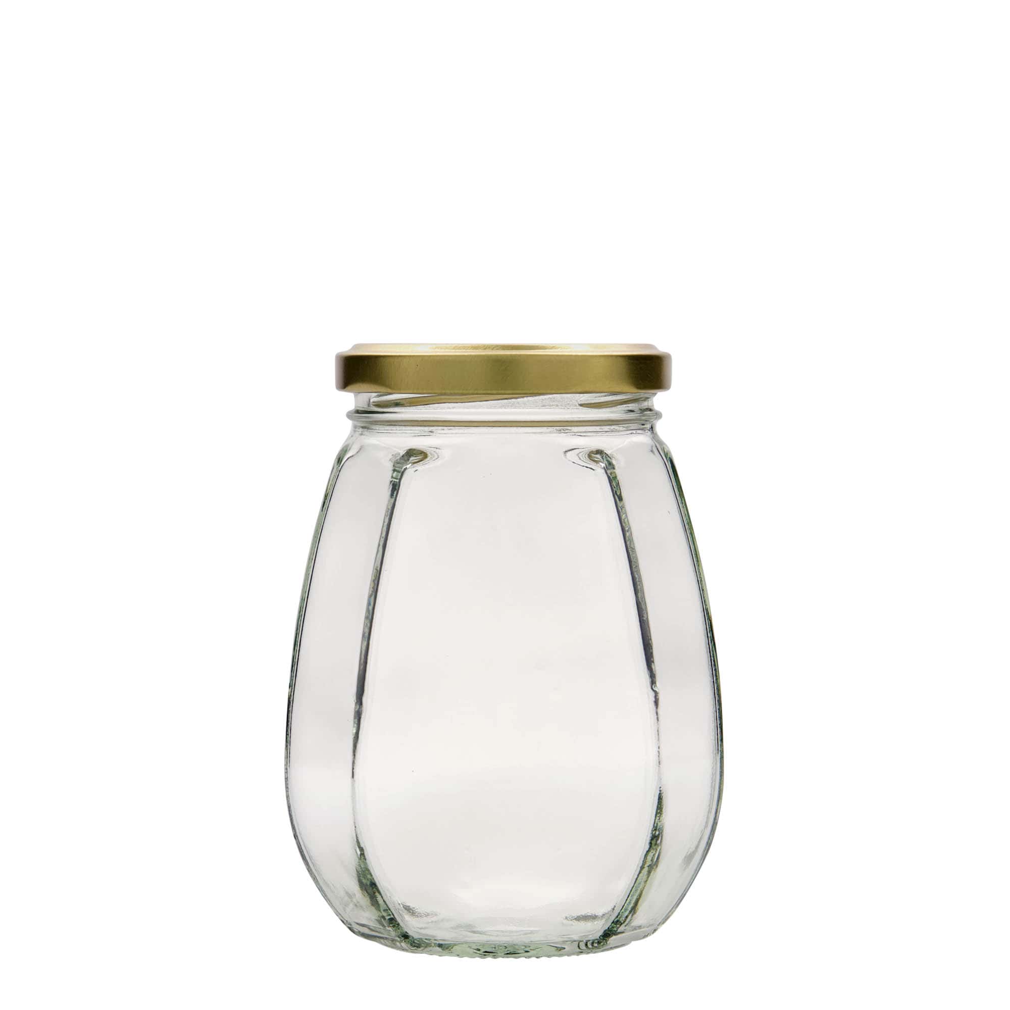 385 ml dekorativt glas, sekskantet, åbning: Twist-off (TO 63)
