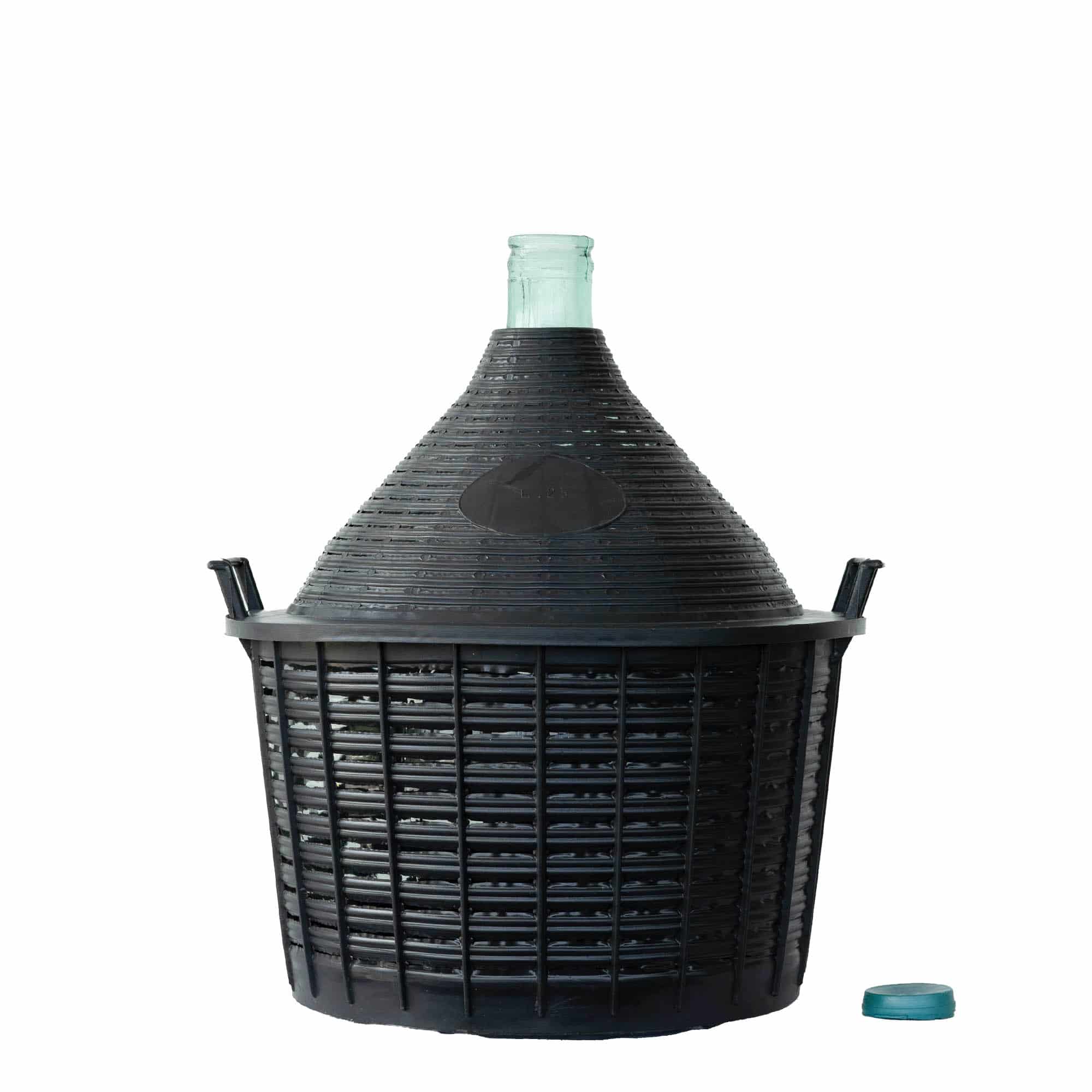 25 l ballonflaske, smalhalset, glas, åbning: Hætte