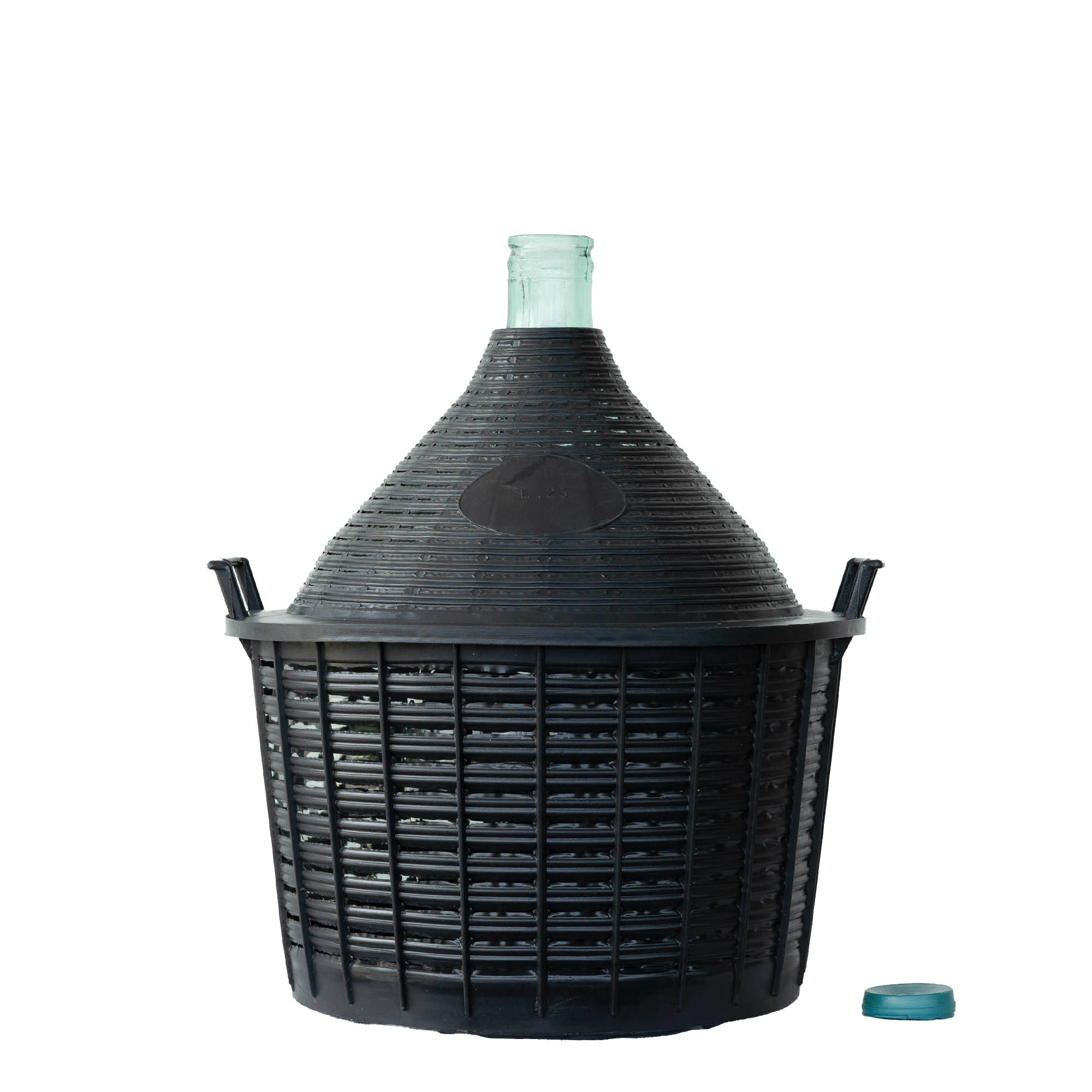 25 l ballonflaske med smal hals, glas, åbning: påklipsningslåg 25 l ballonflaske med smal hals, glas, åbning: påklipsningslåg