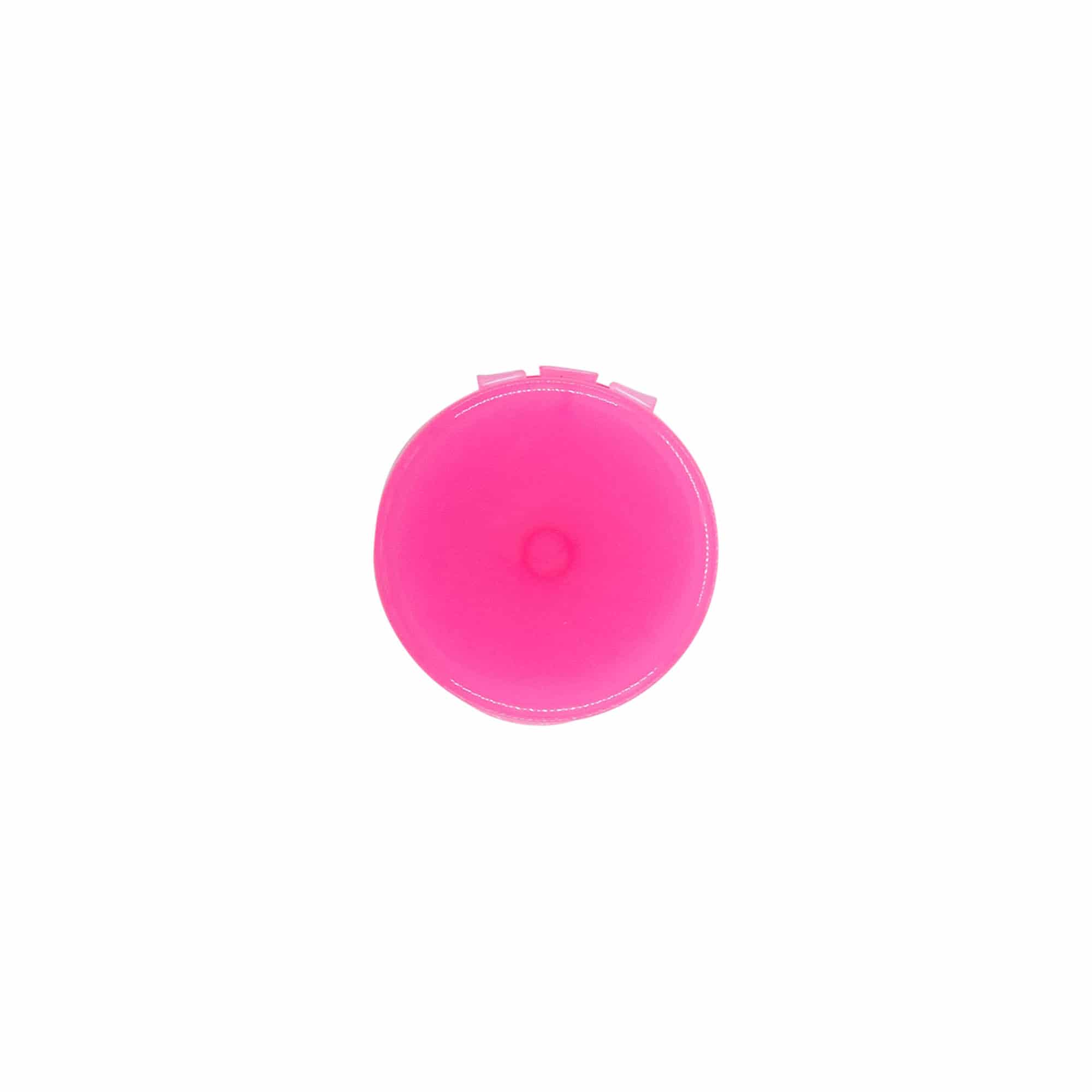 Skruelåg med klaphængsel, PP-plast, pink, til åbning: 24/410