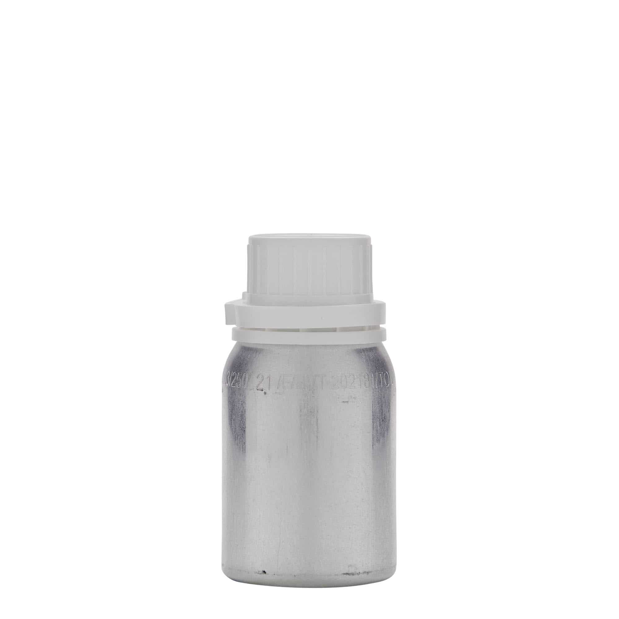 125 ml aluminiumflaske, metal, sølv, åbning: DIN 32