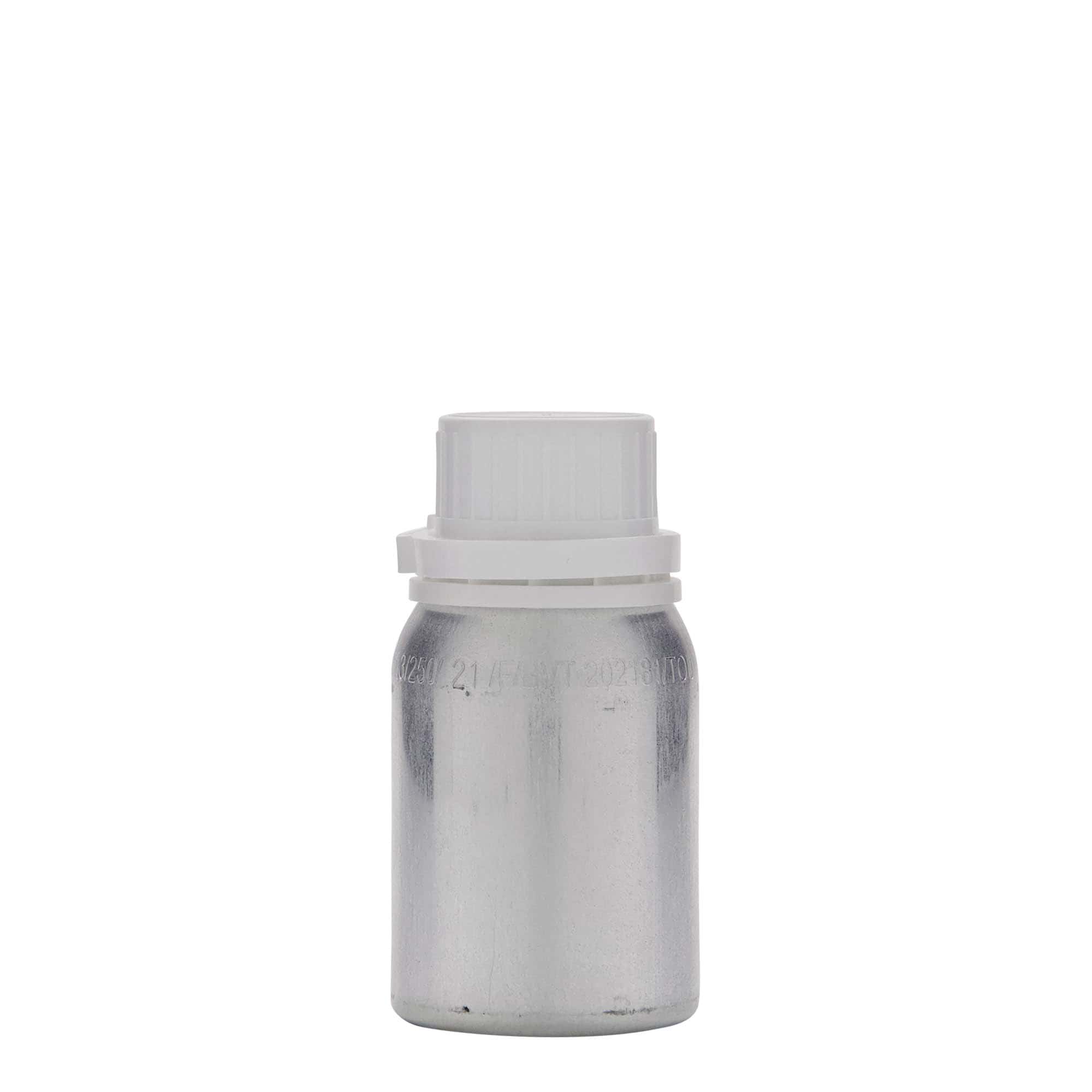 125 ml aluminiumsflaske, metal, sølv, åbning: DIN 32