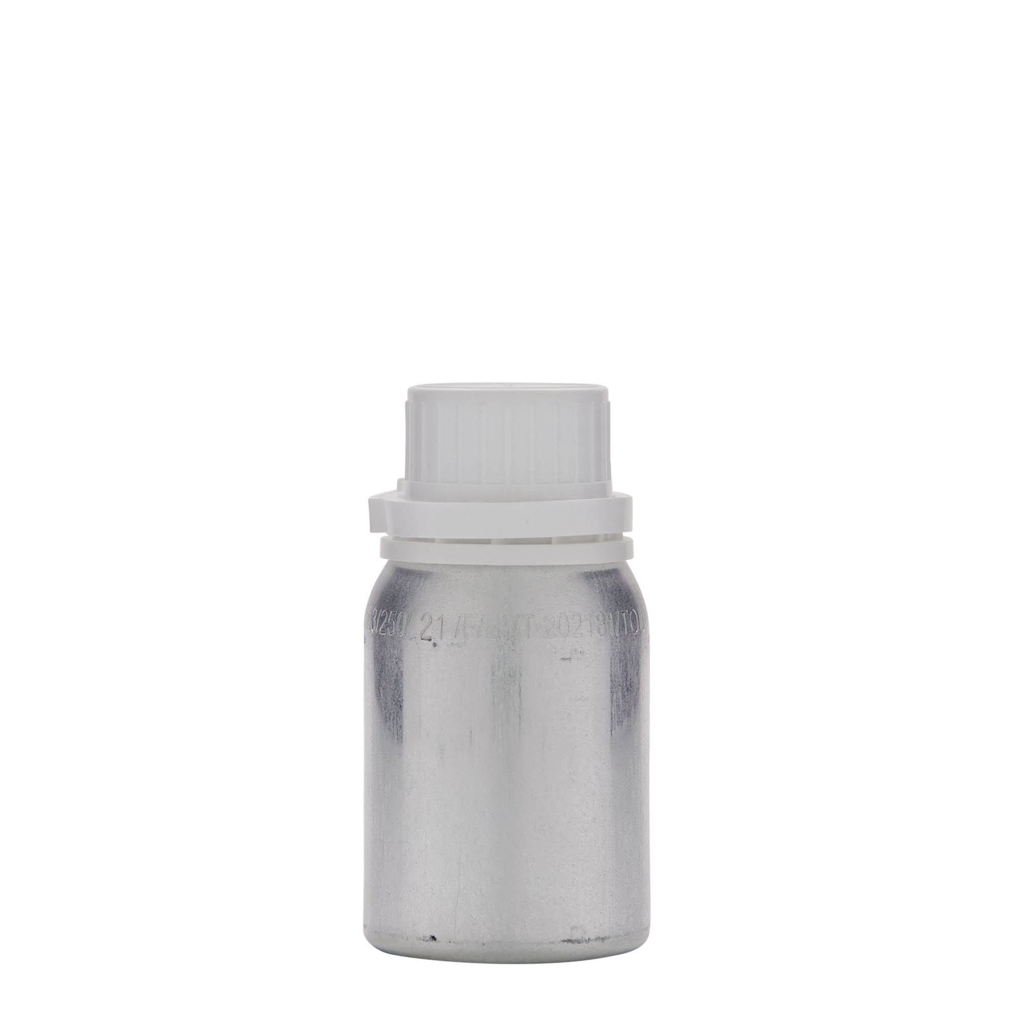 125 ml aluminiumsflaske, metal, sølv, åbning: DIN 32