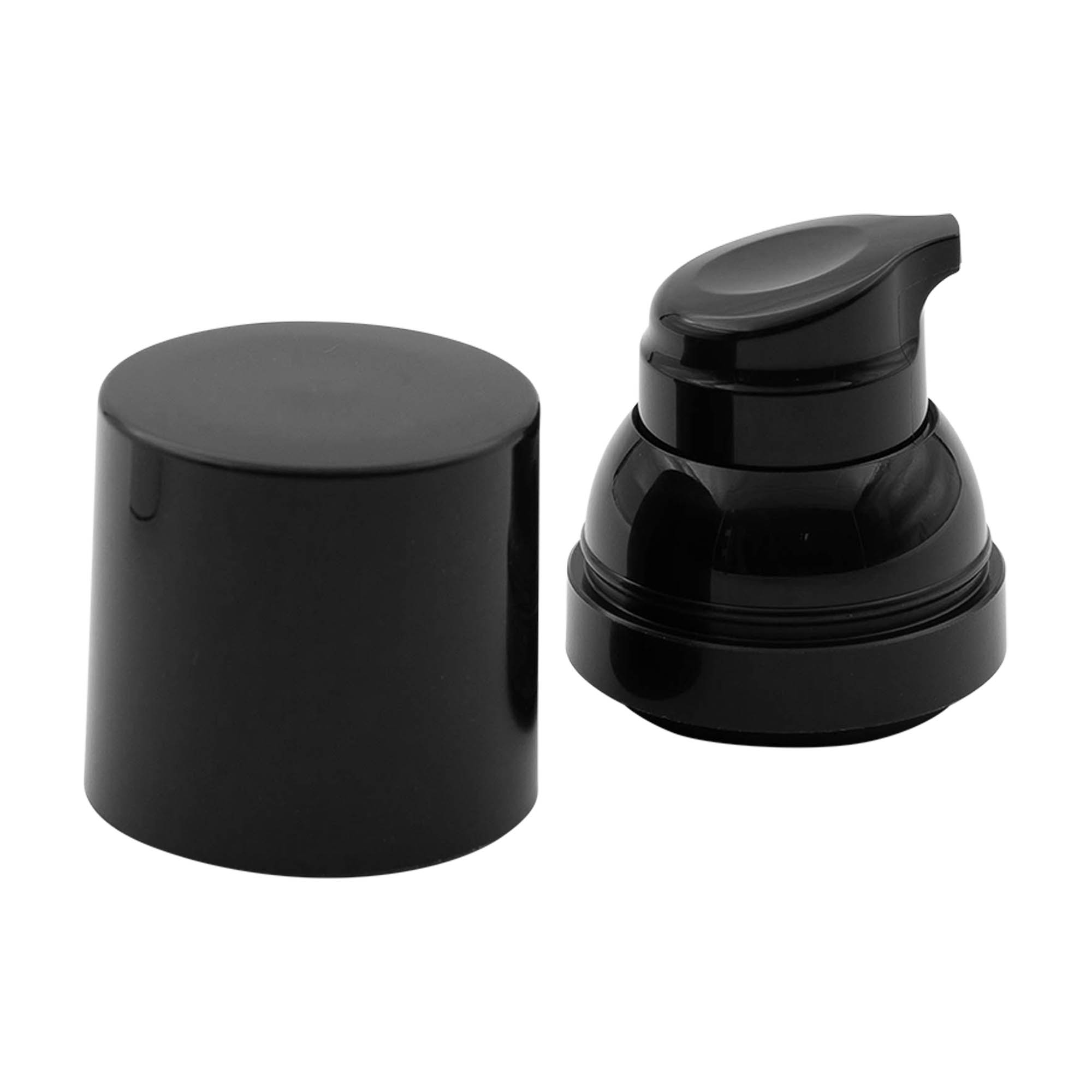 Airless dispenser pumpehoved „Mezzo“, type D, PP-plast, sort med sort låg