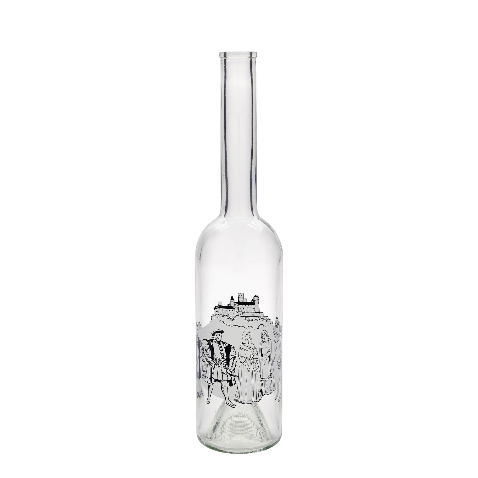 500 ml glasflaske 'Opera', motiv: middelalder, munding: kork