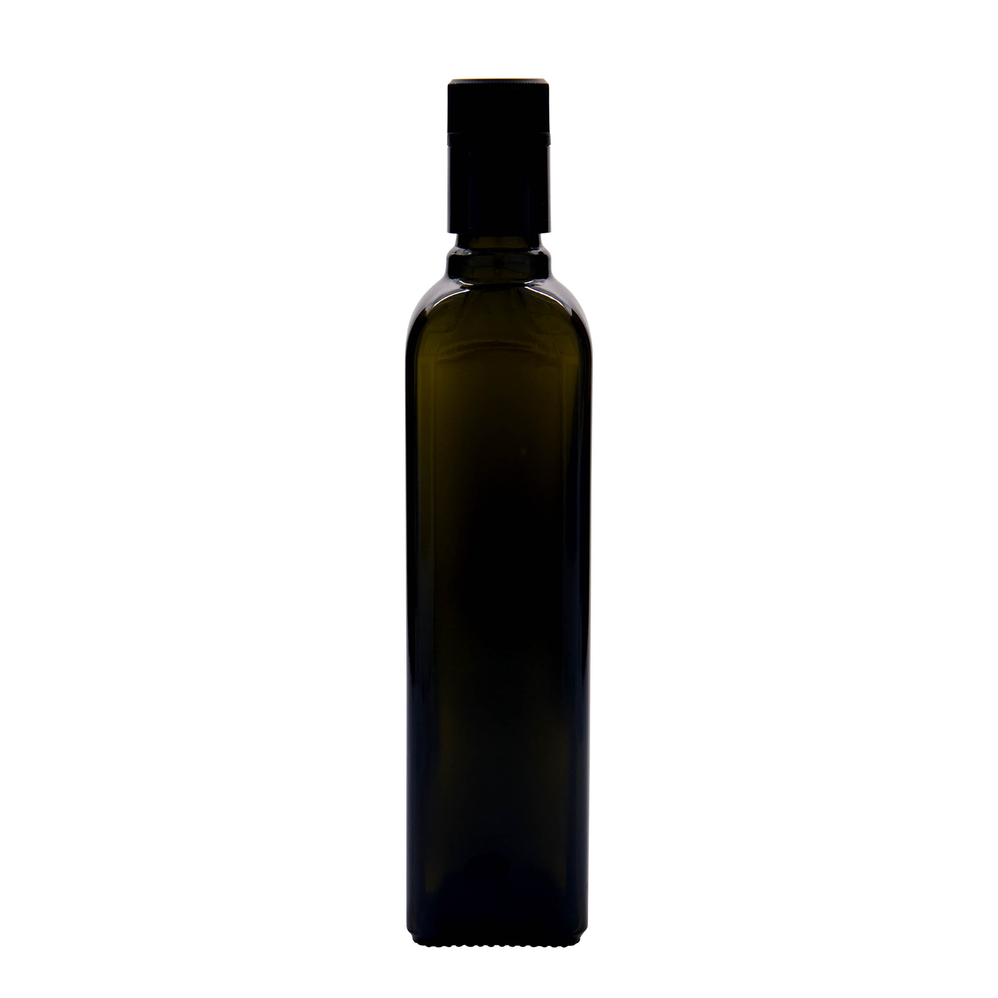 500 ml eddike-/olieflaske 'Quadra', glas, firkantet, antikgrøn, åbning: DOP