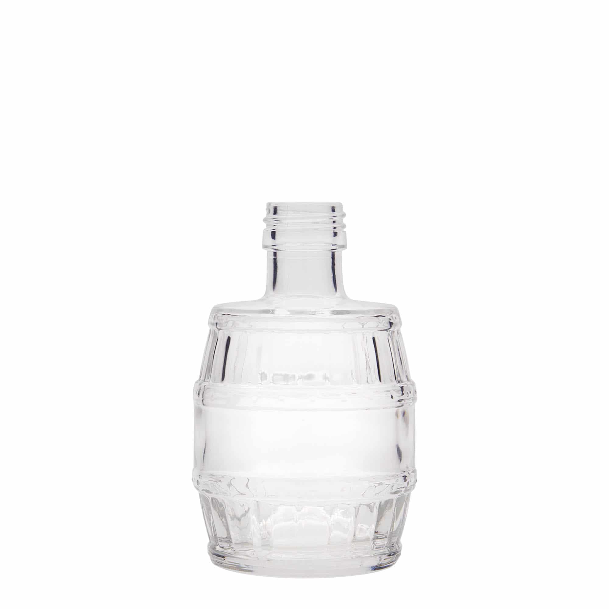 200 ml glasflaske 'Tønde', åbning: PP 28 200 ml glasflaske 'Tønde', åbning: PP 28