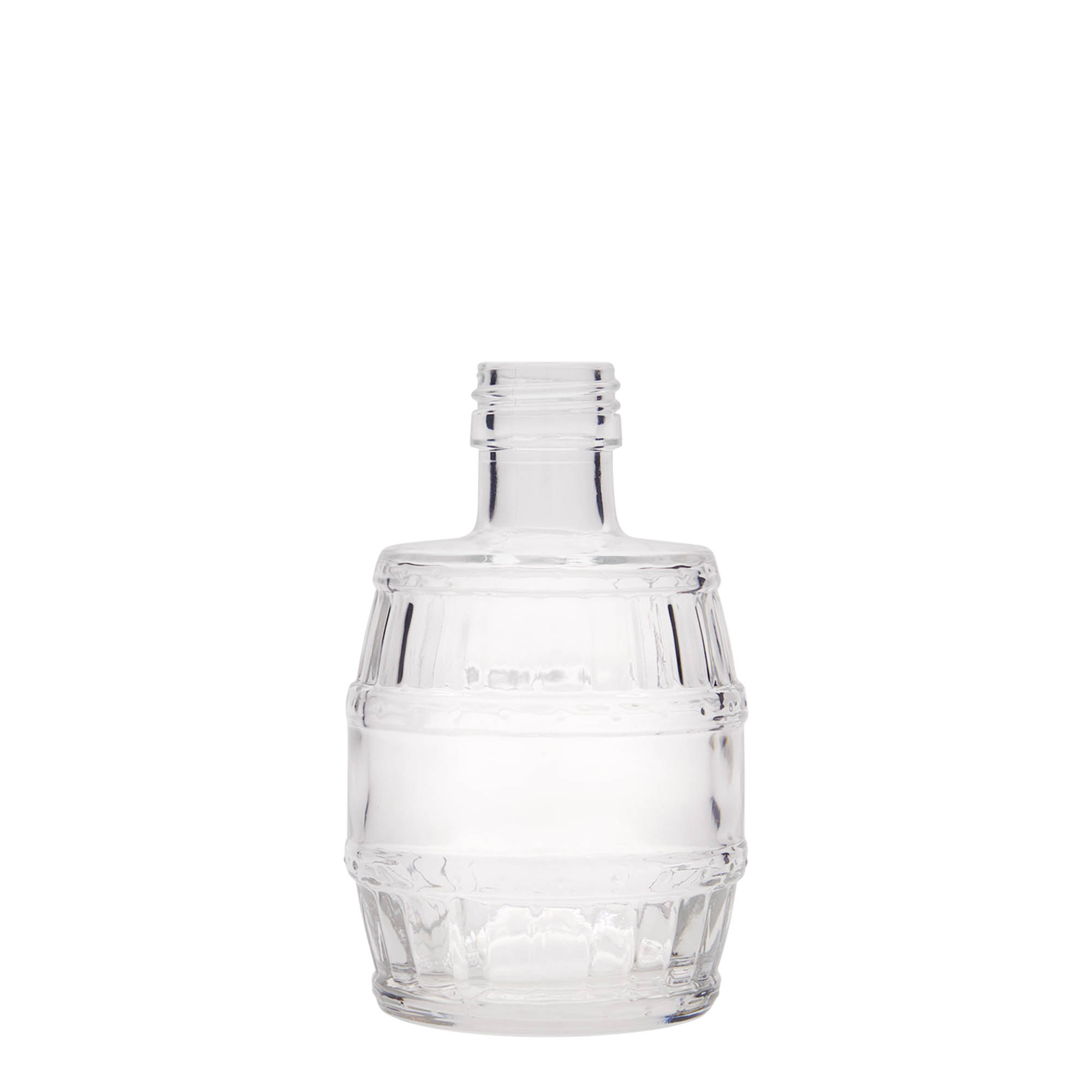 200 ml glasflaske 'Tønde', åbning: PP 28 200 ml glasflaske 'Tønde', åbning: PP 28