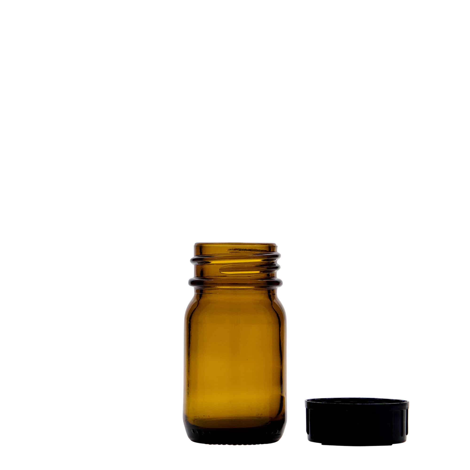 30 ml bredhalsglas, brunt, åbning: DIN 32