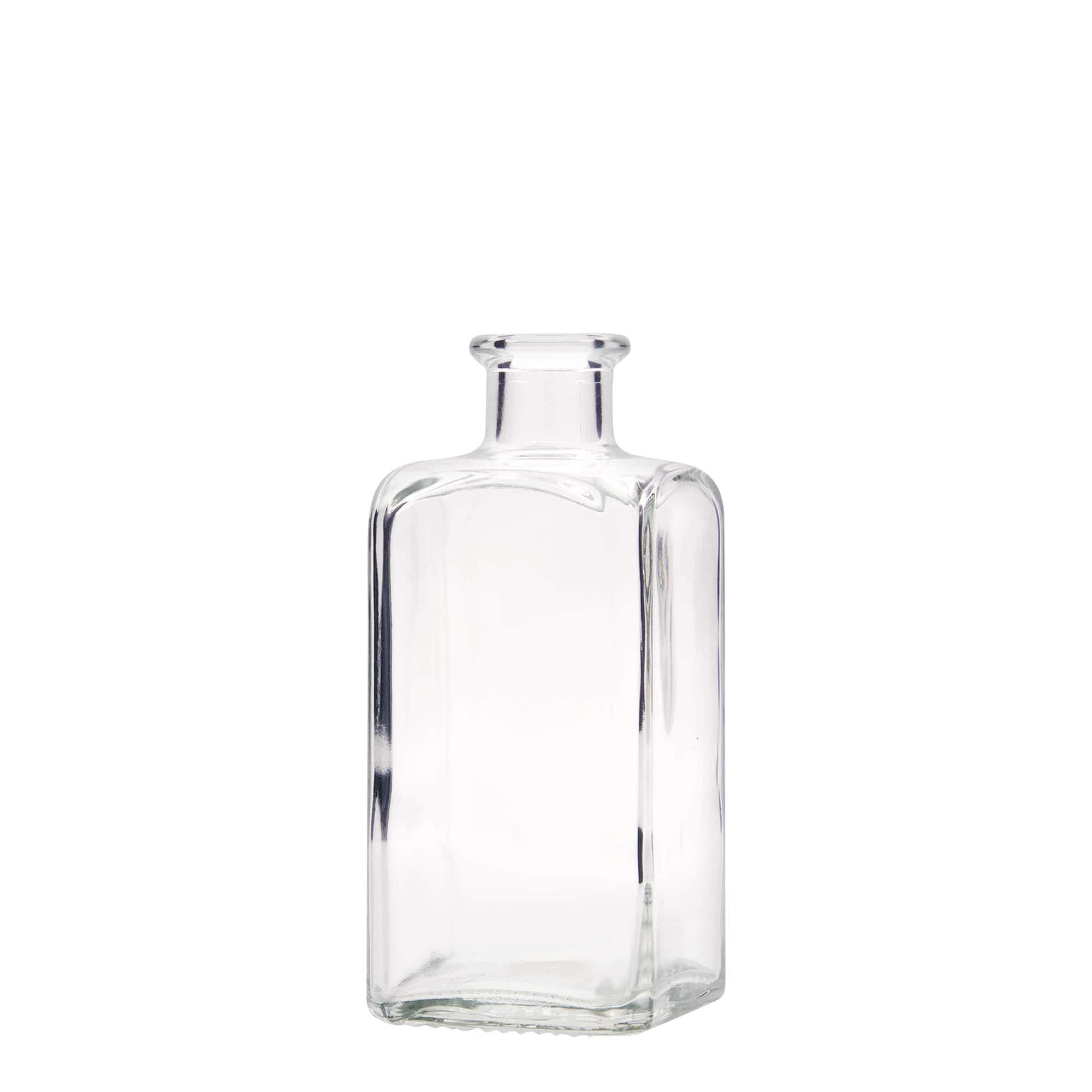 250 ml glasflaske Apotheker Carré, firkantet, åbning: kork